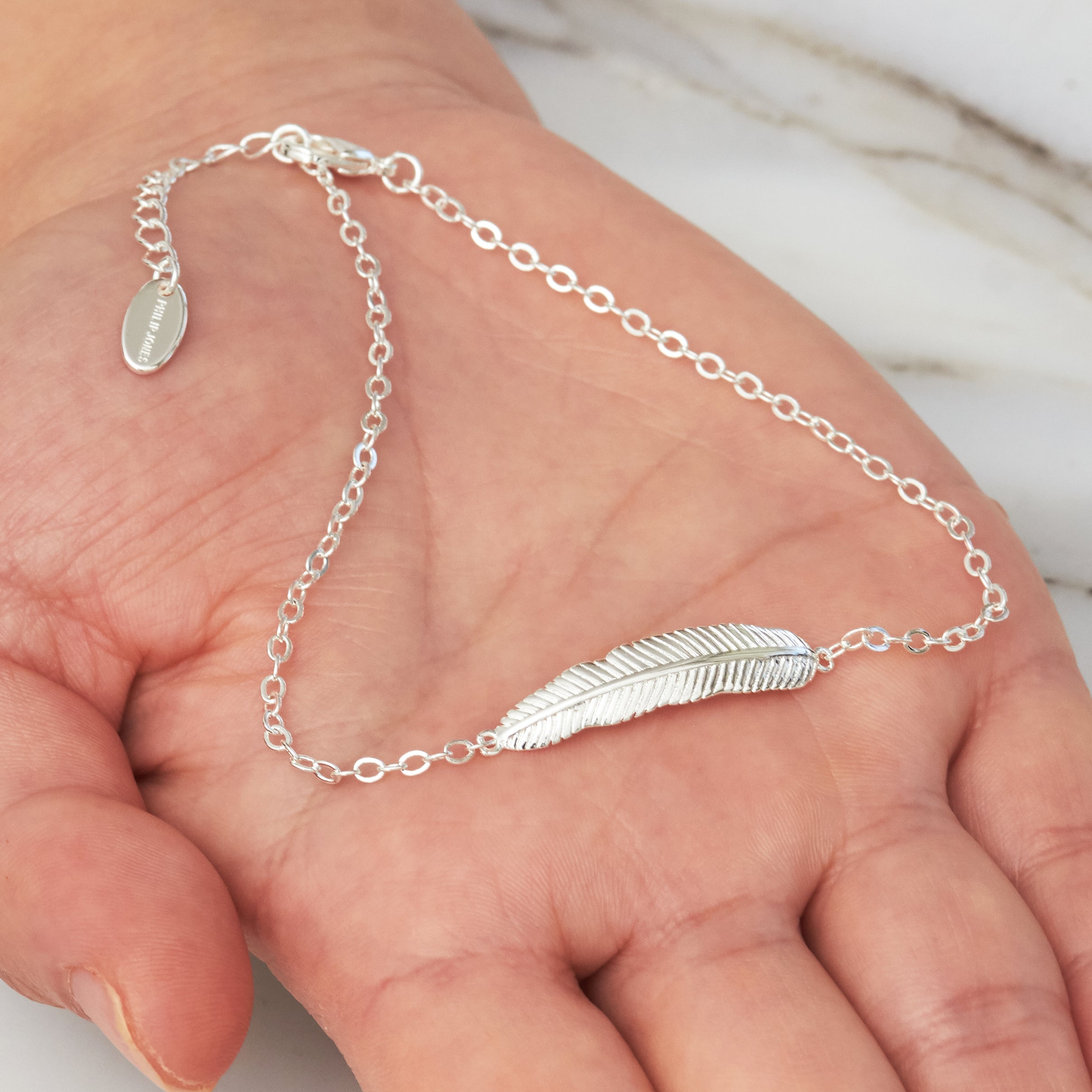 Silver Plated Feather Anklet