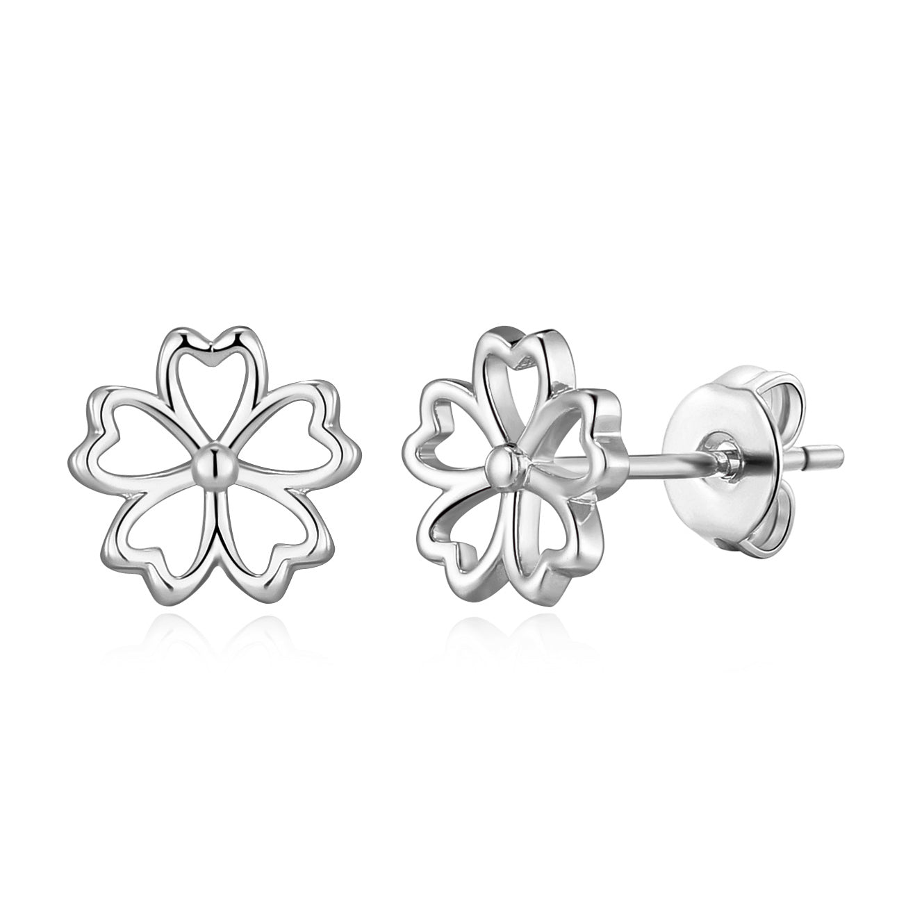 Silver Plated Flower Petal Earrings by Philip Jones Jewellery