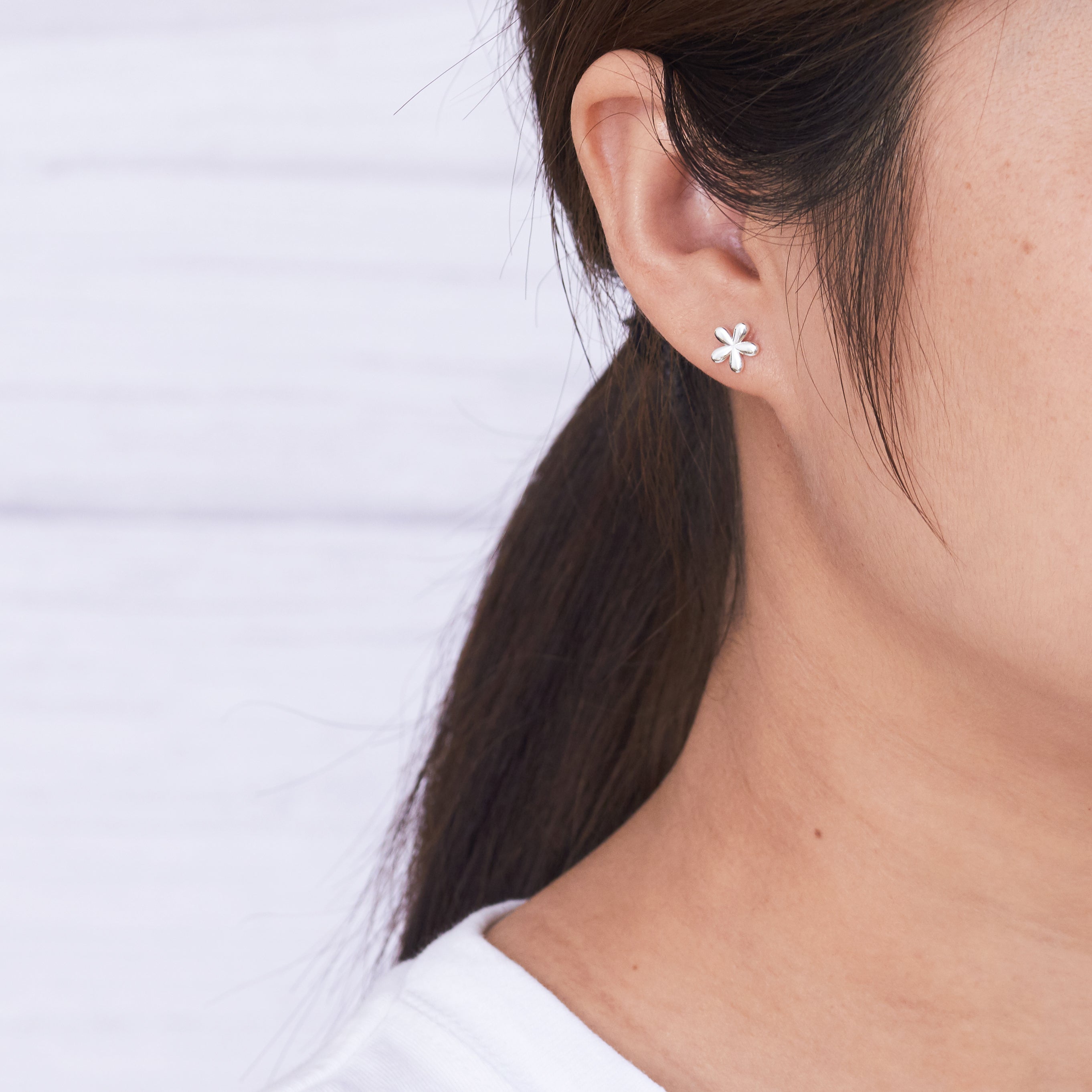 Silver Plated Flower Stud Earrings