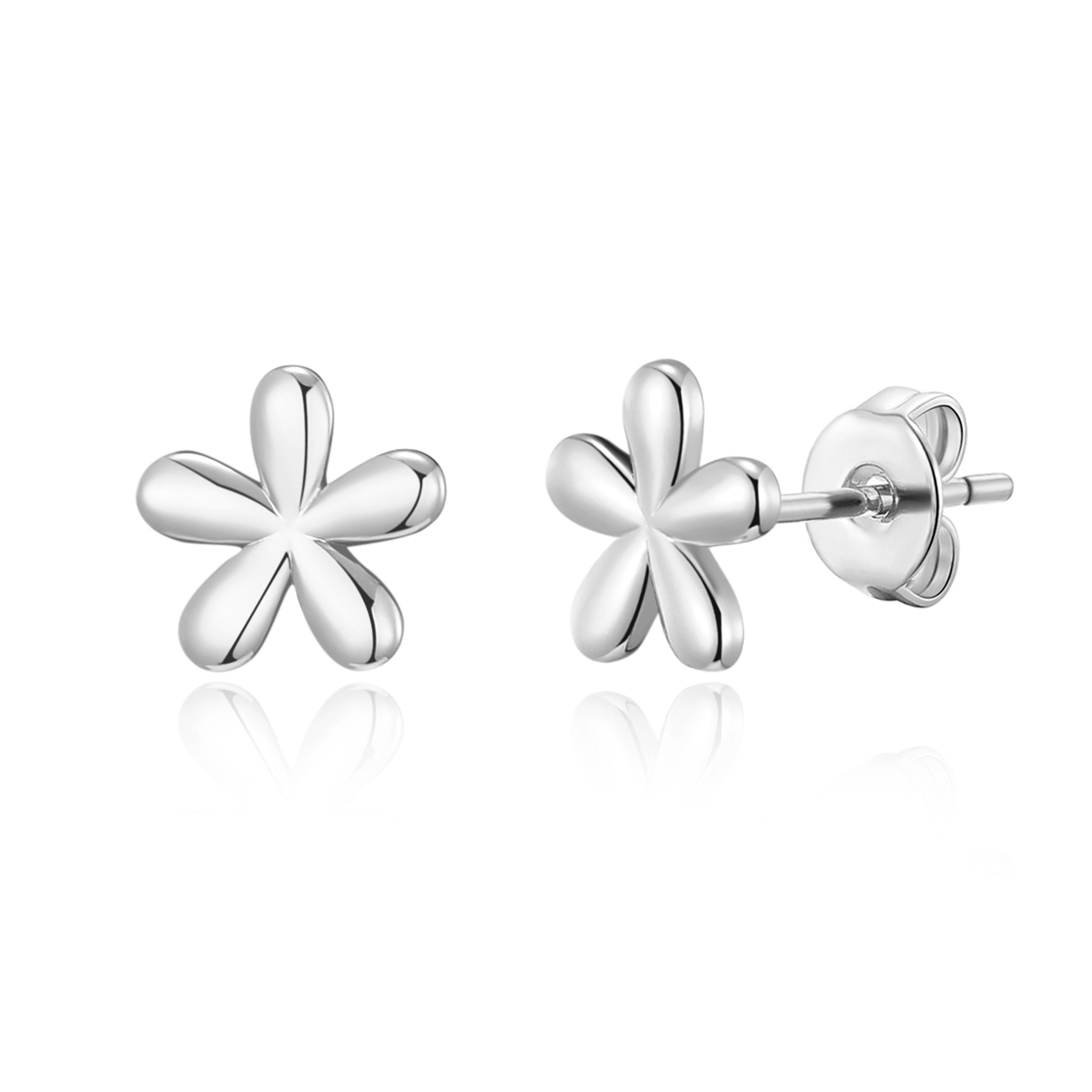 Silver Plated Flower Stud Earrings by Philip Jones Jewellery
