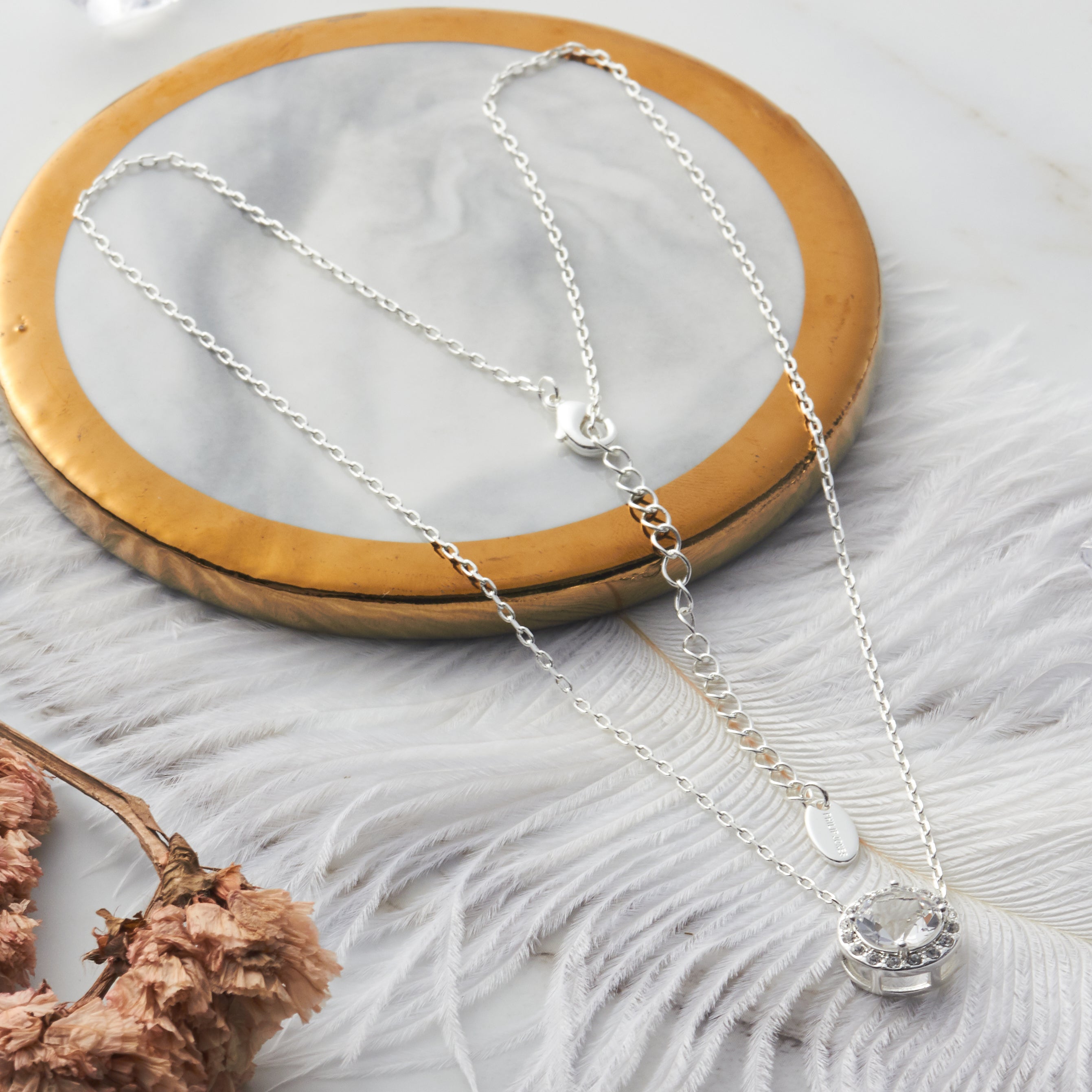 Halo Necklace Created with Zircondia® Crystals