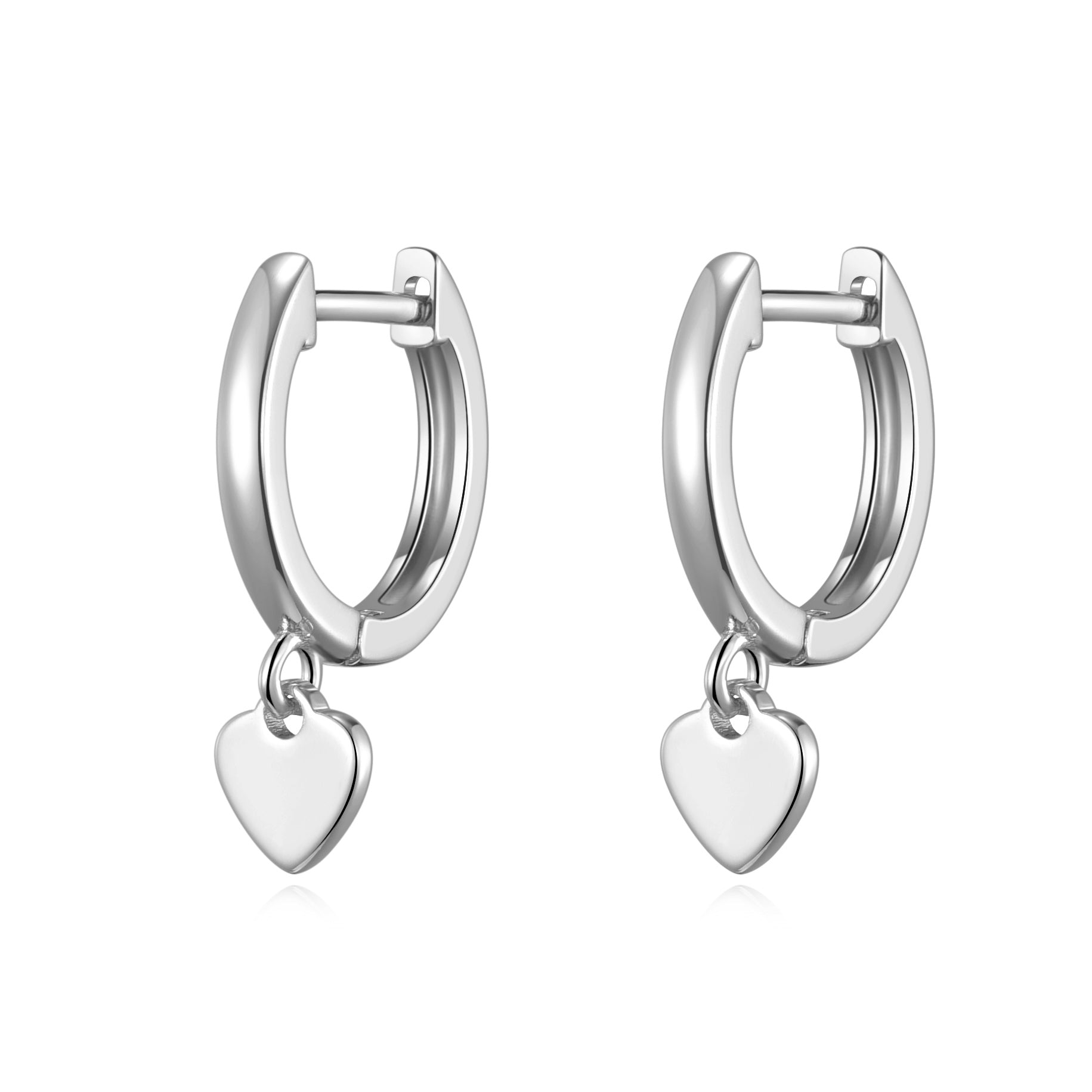 Silver Plated Heart Charm Hoop Earrings by Philip Jones Jewellery