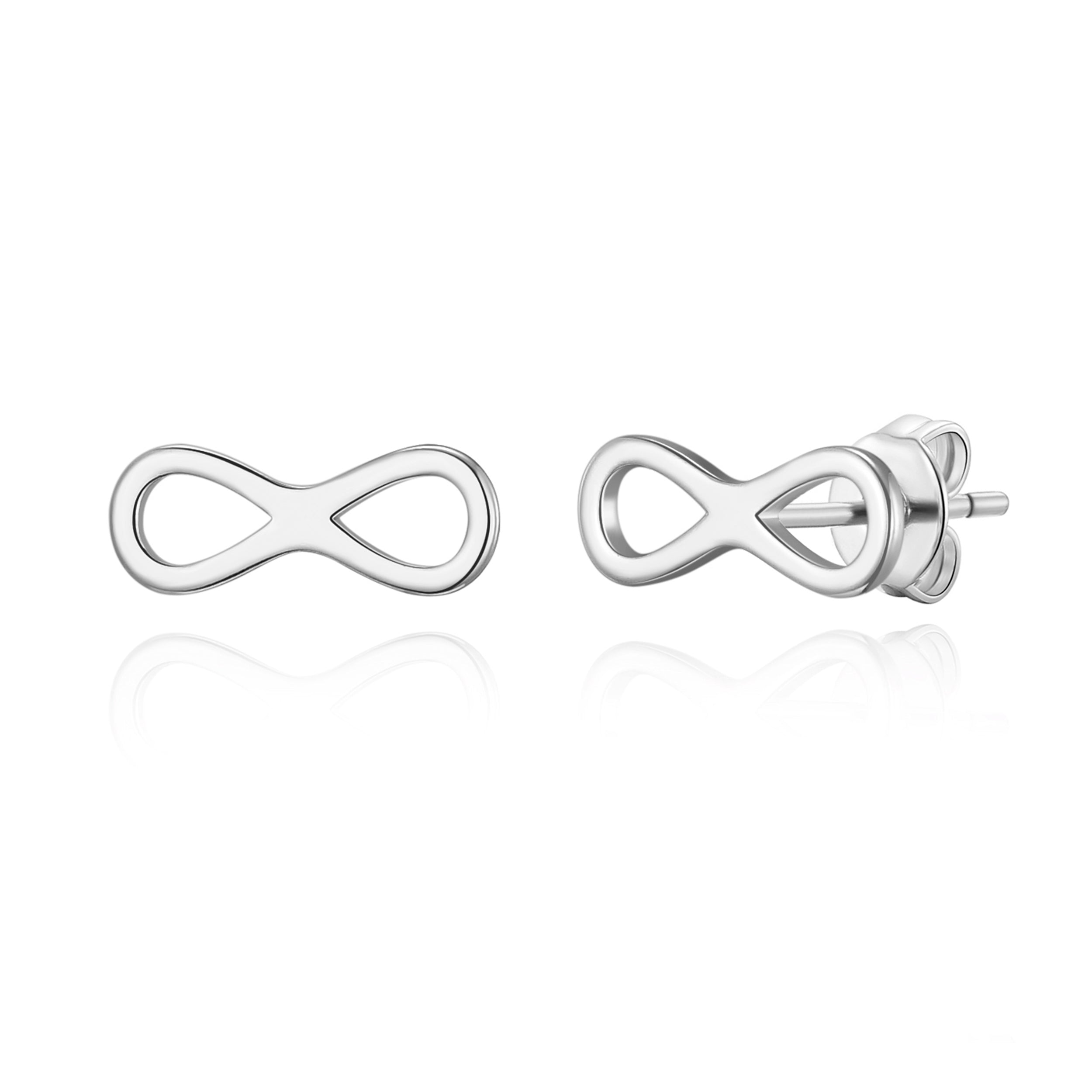 Silver Plated Infinity Stud Earrings by Philip Jones Jewellery