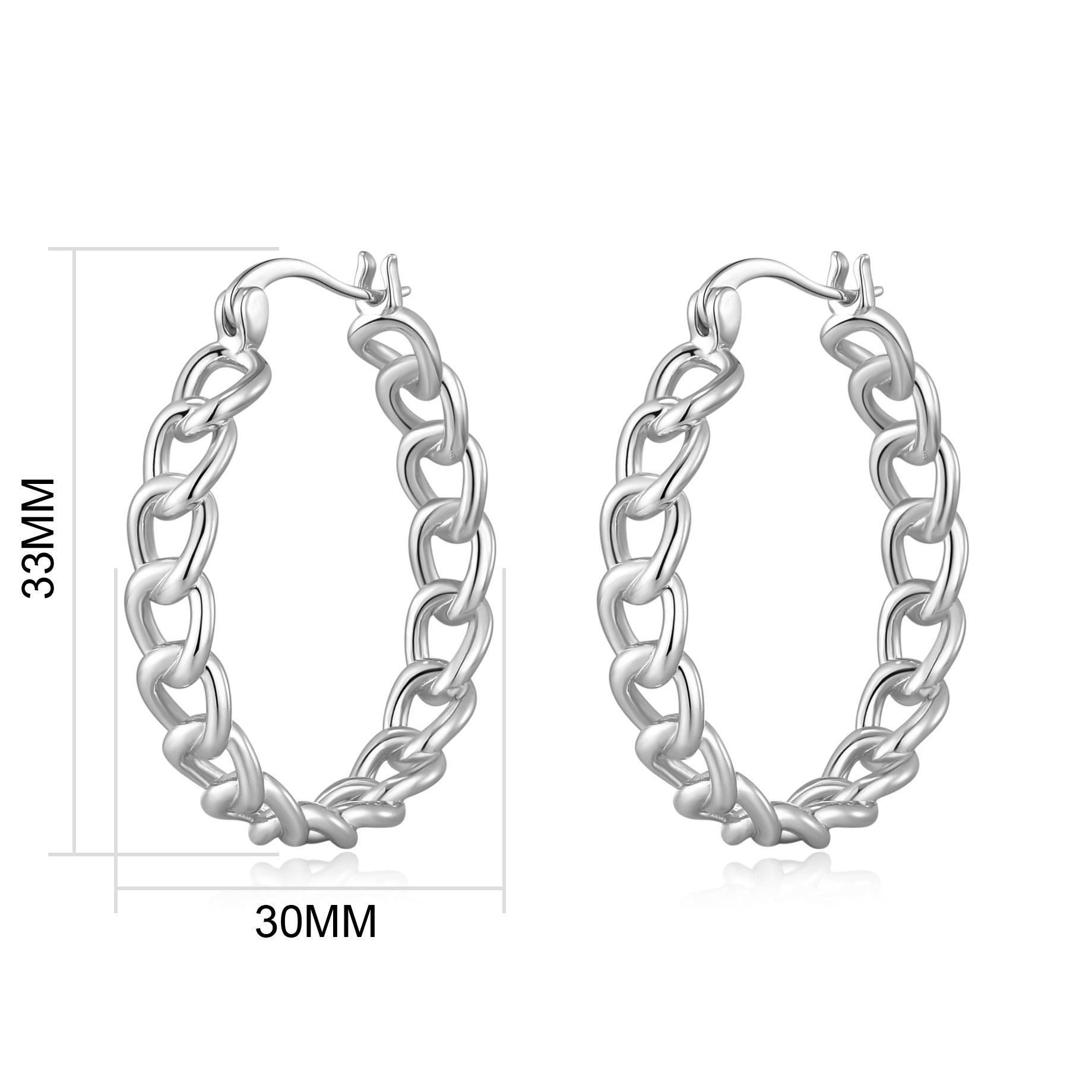 Silver Plated Link Hoop Earrings