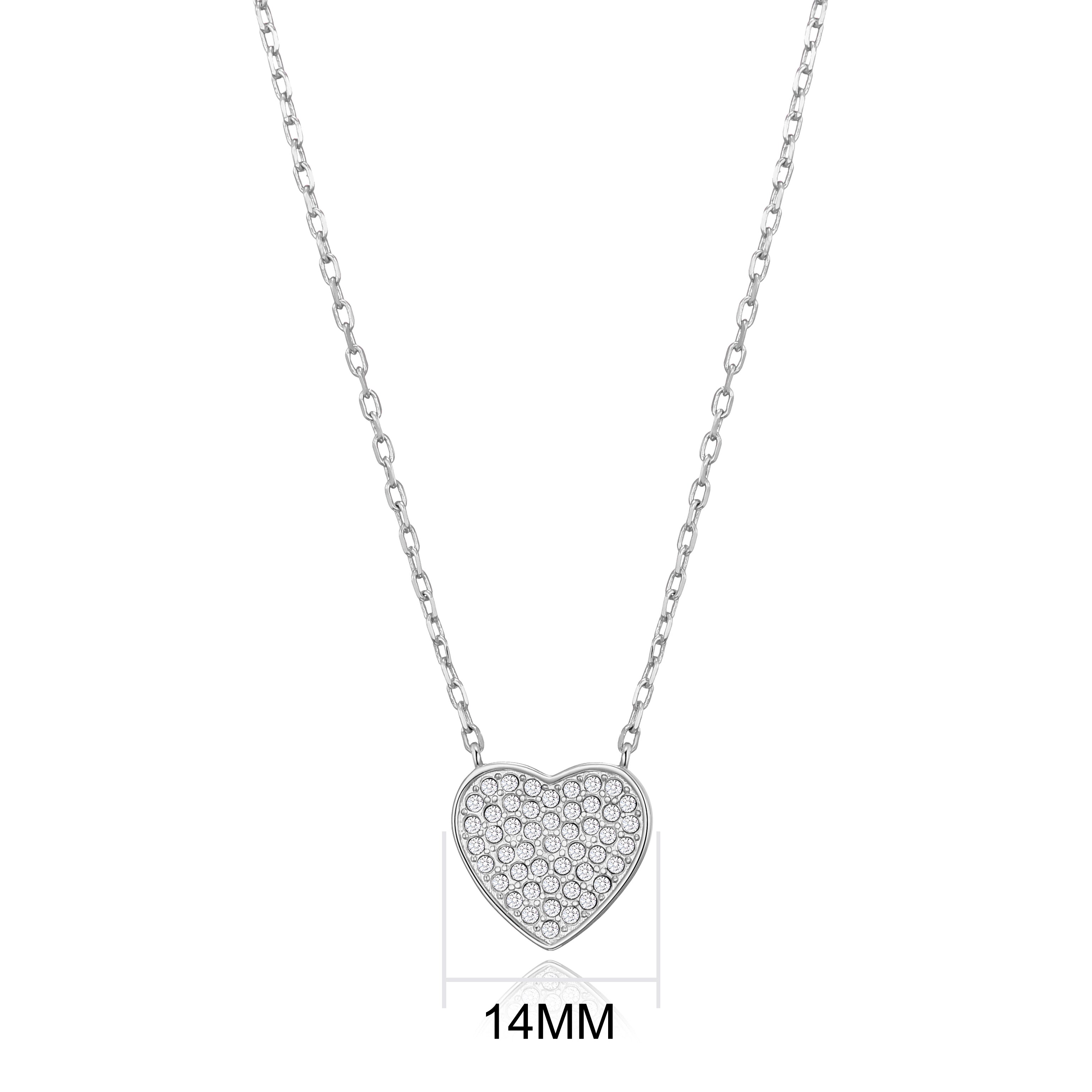 Silver Plated Pave Heart Necklace Created with Zircondia® Crystals