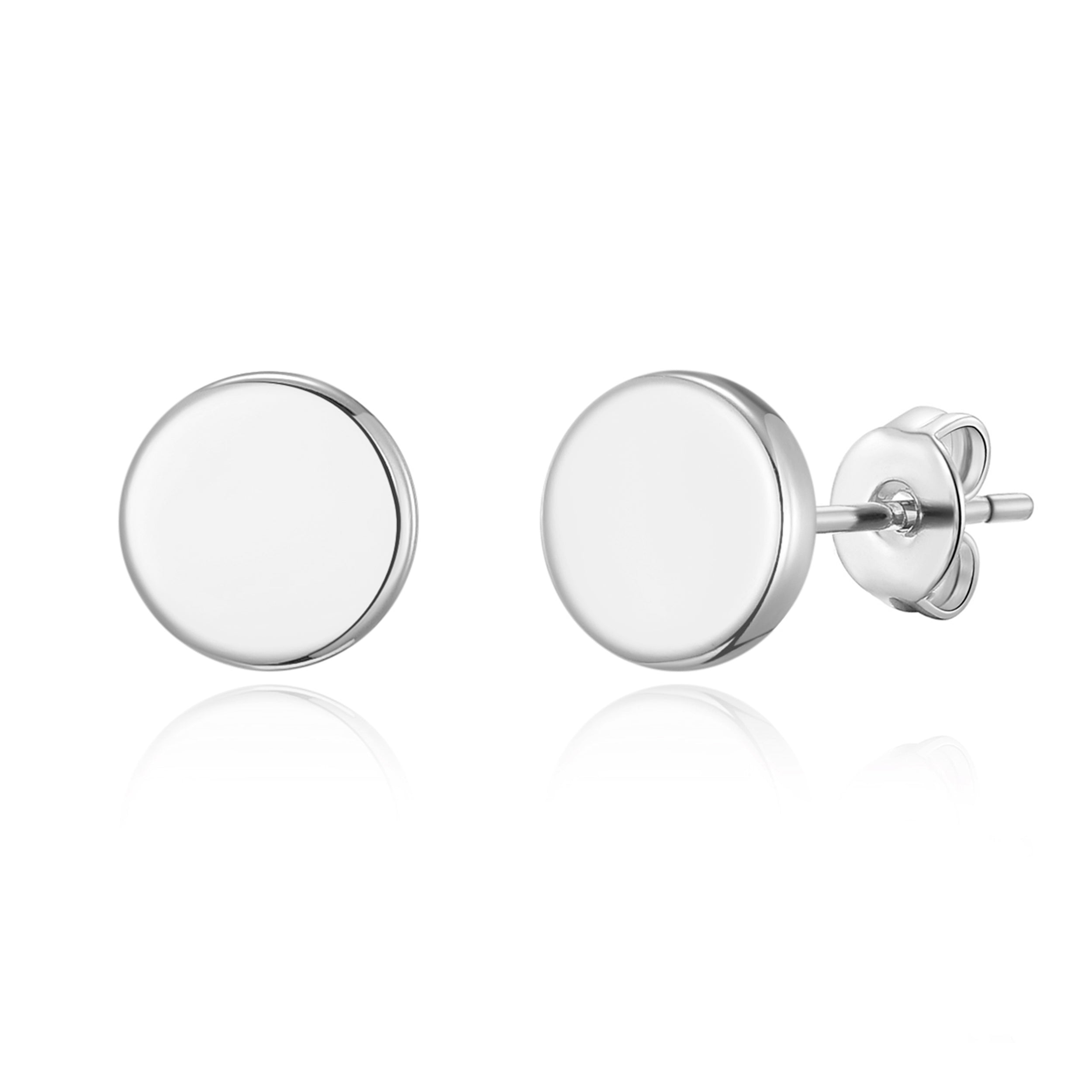 Silver Plated Round Dot Stud Earrings by Philip Jones Jewellery