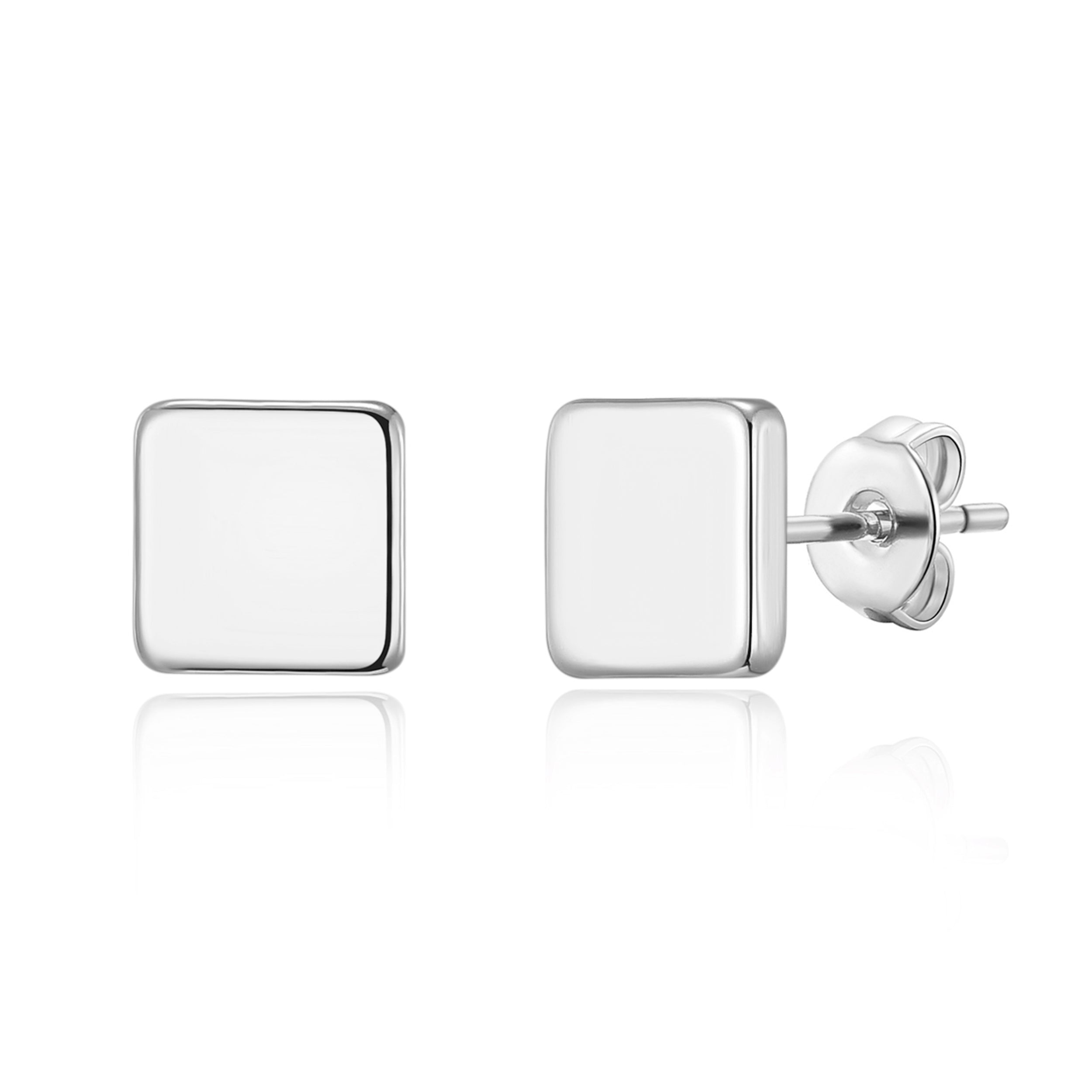 Silver Plated Square Stud Earrings by Philip Jones Jewellery