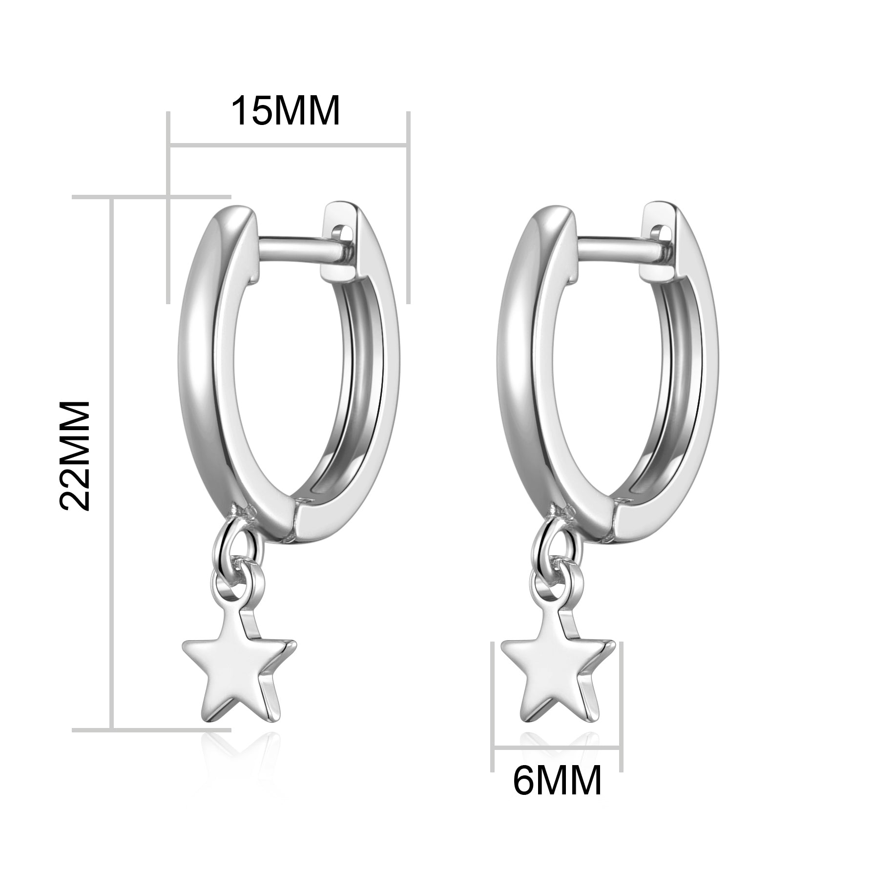 Silver Plated Star Charm Hoop Earrings
