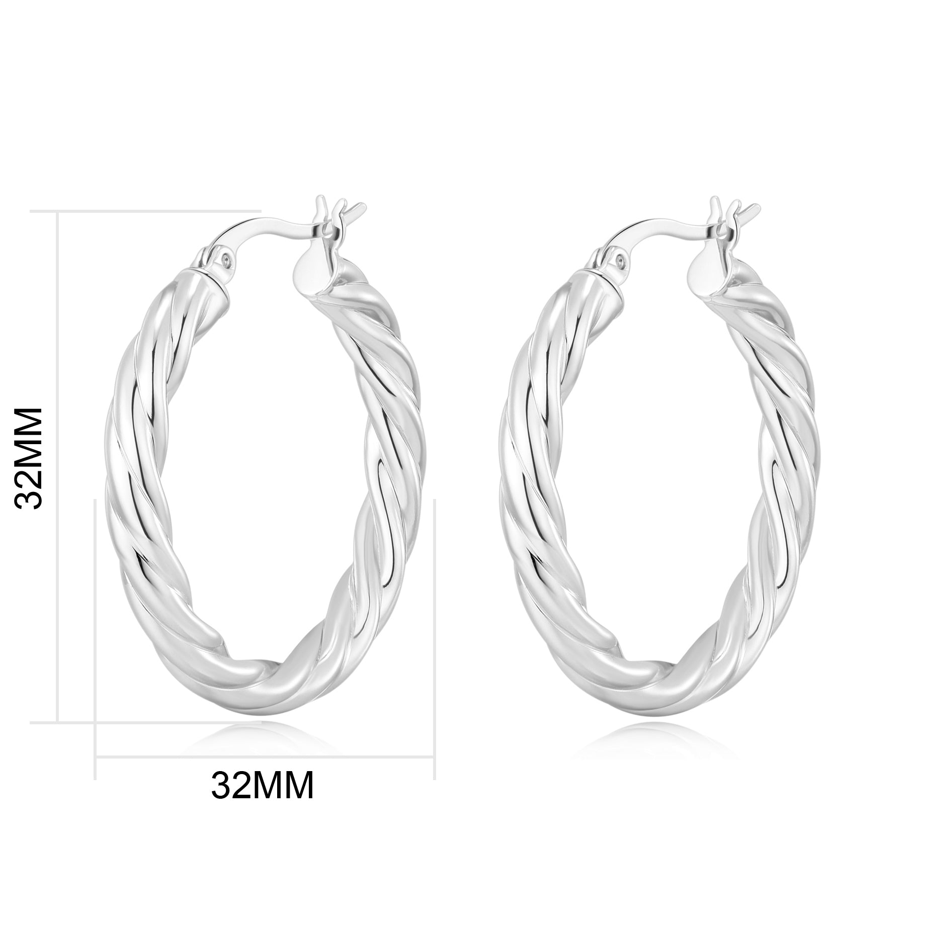 Silver Plated Thick Twisted Hoop Earrings