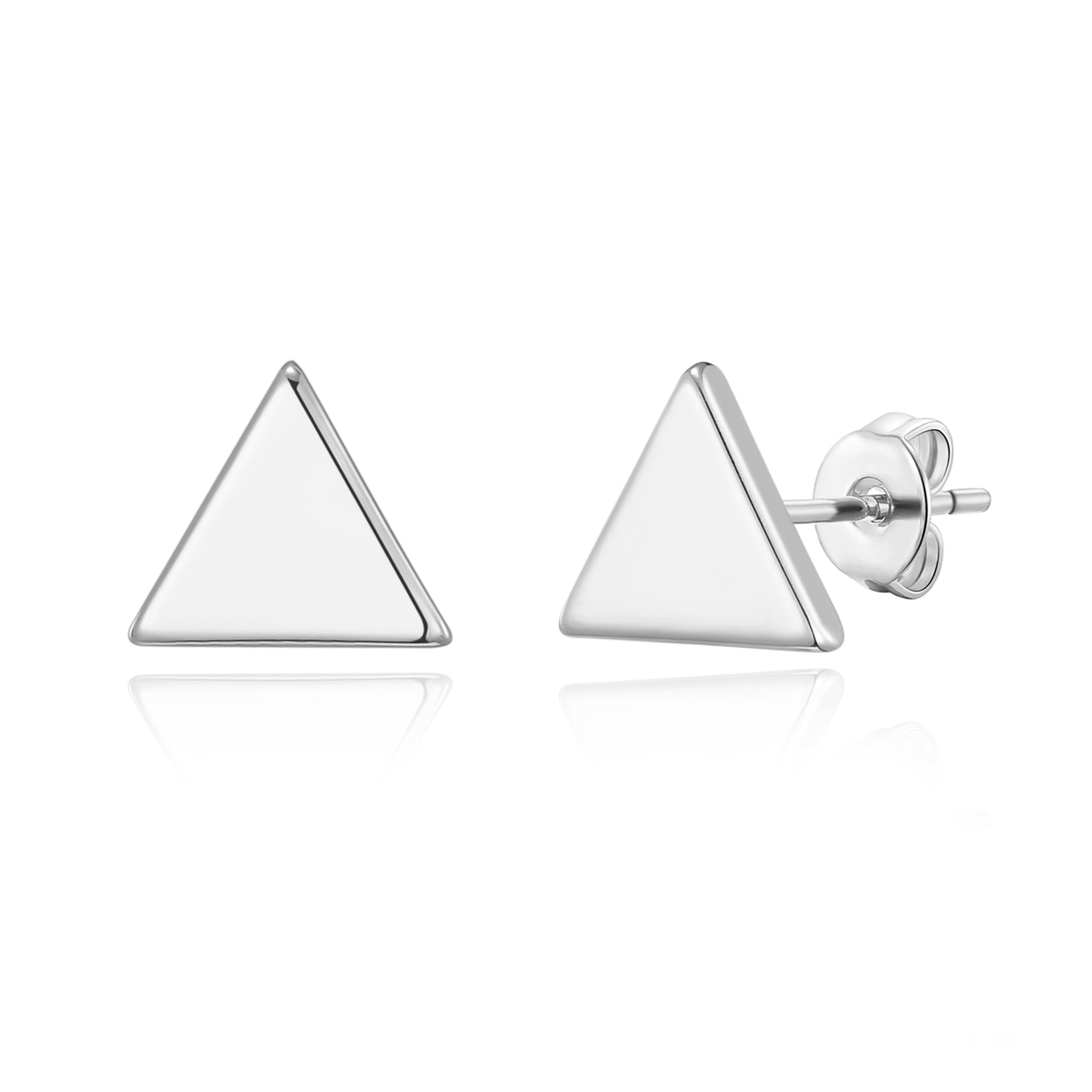 Silver Plated Triangle Stud Earrings by Philip Jones Jewellery