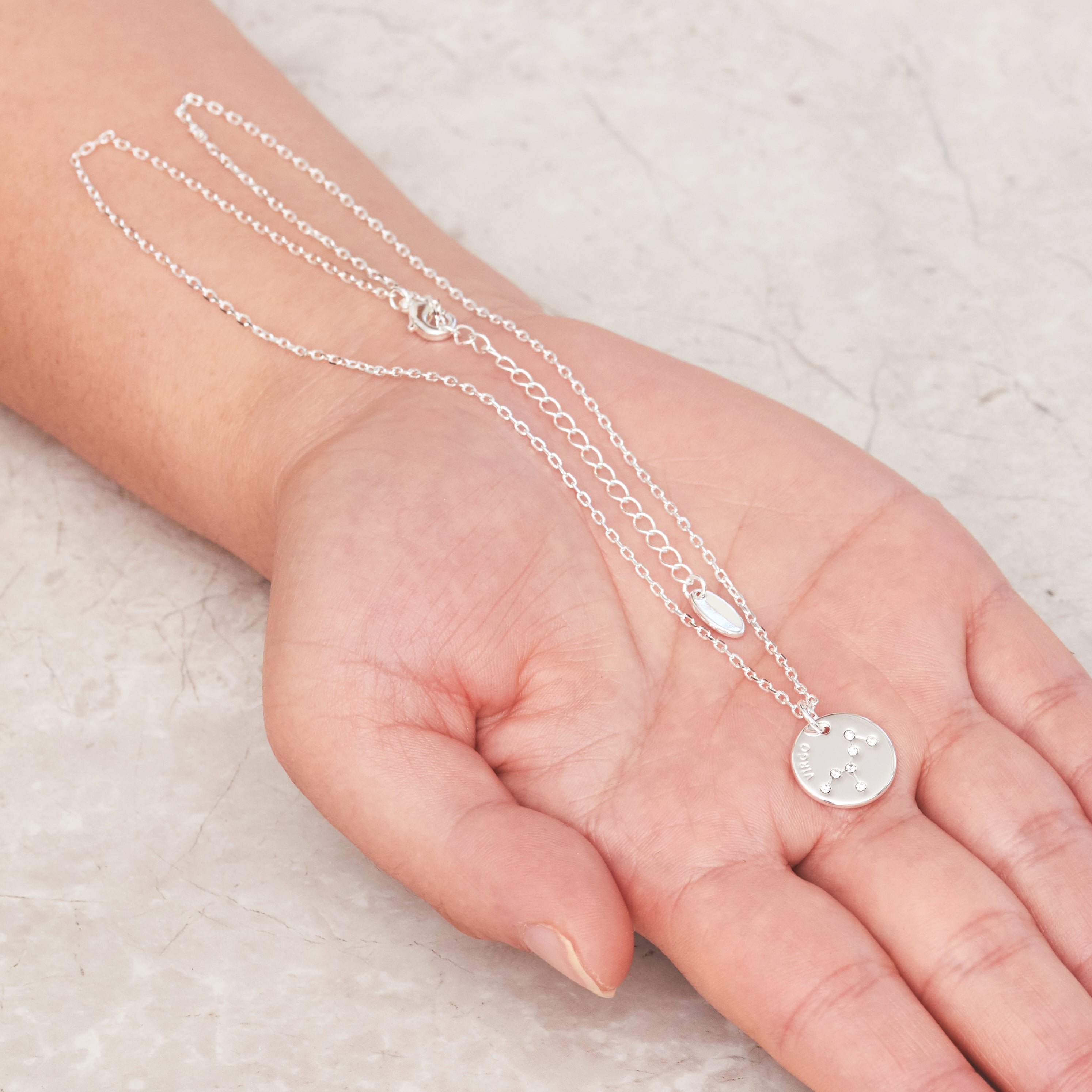 Virgo Zodiac Star Sign Disc Necklace Created with Zircondia® Crystals