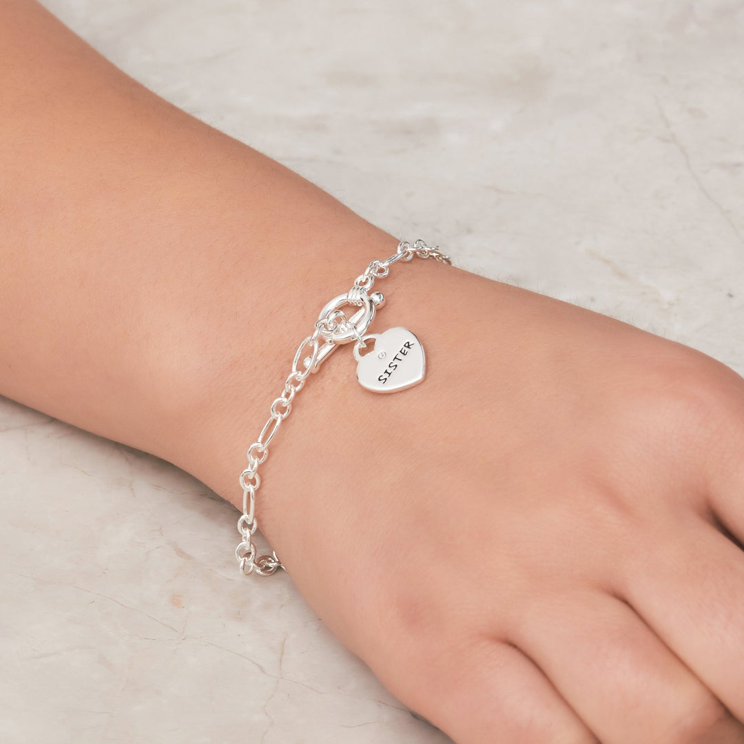 Sister Charm Bracelet Created with Zircondia® Crystals - Philip Jones Jewellery