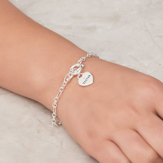 Sister Charm Bracelet Created with Zircondia® Crystals - Philip Jones Jewellery