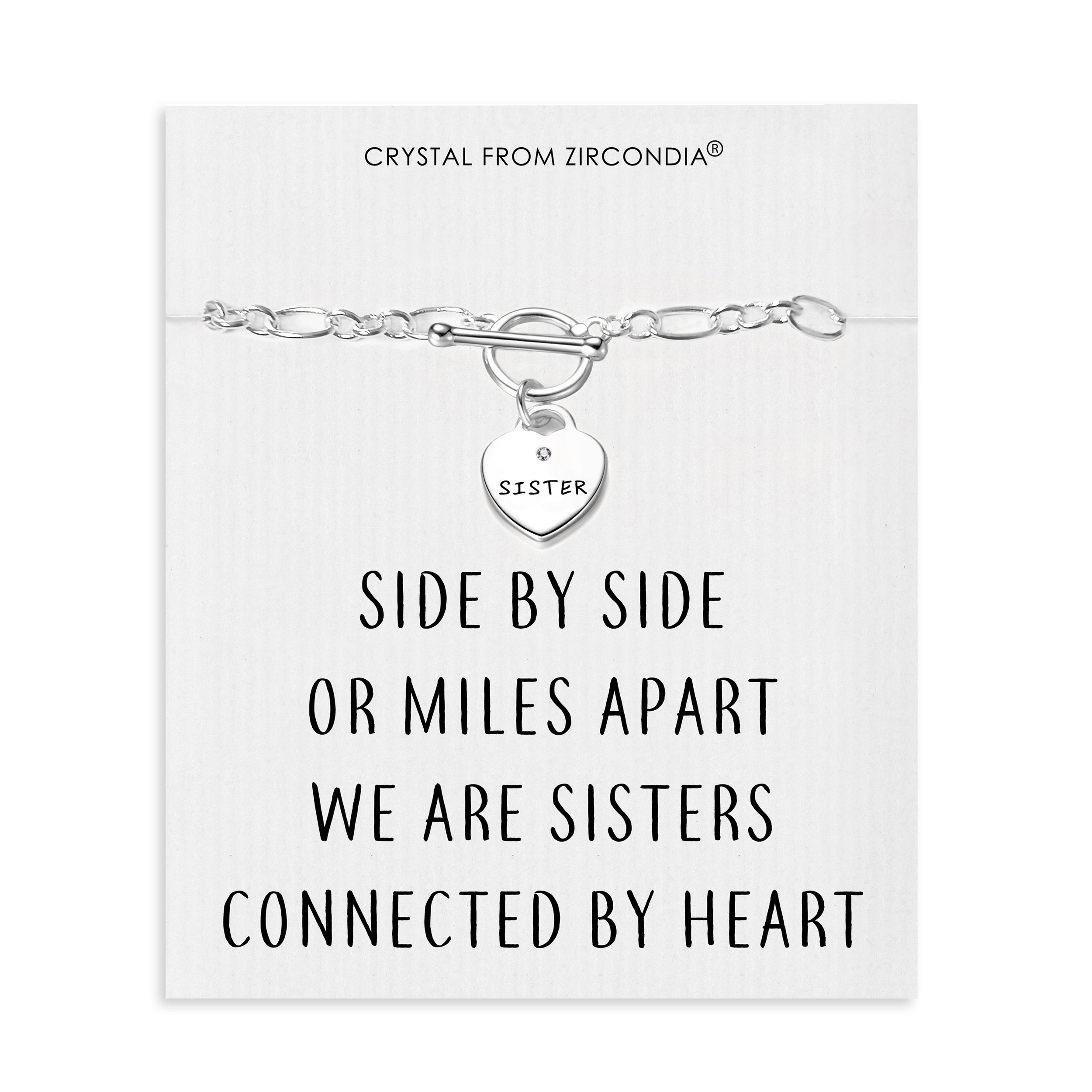 Sister Charm Bracelet with Quote Card Created with Zircondia® Crystals by Philip Jones Jewellery