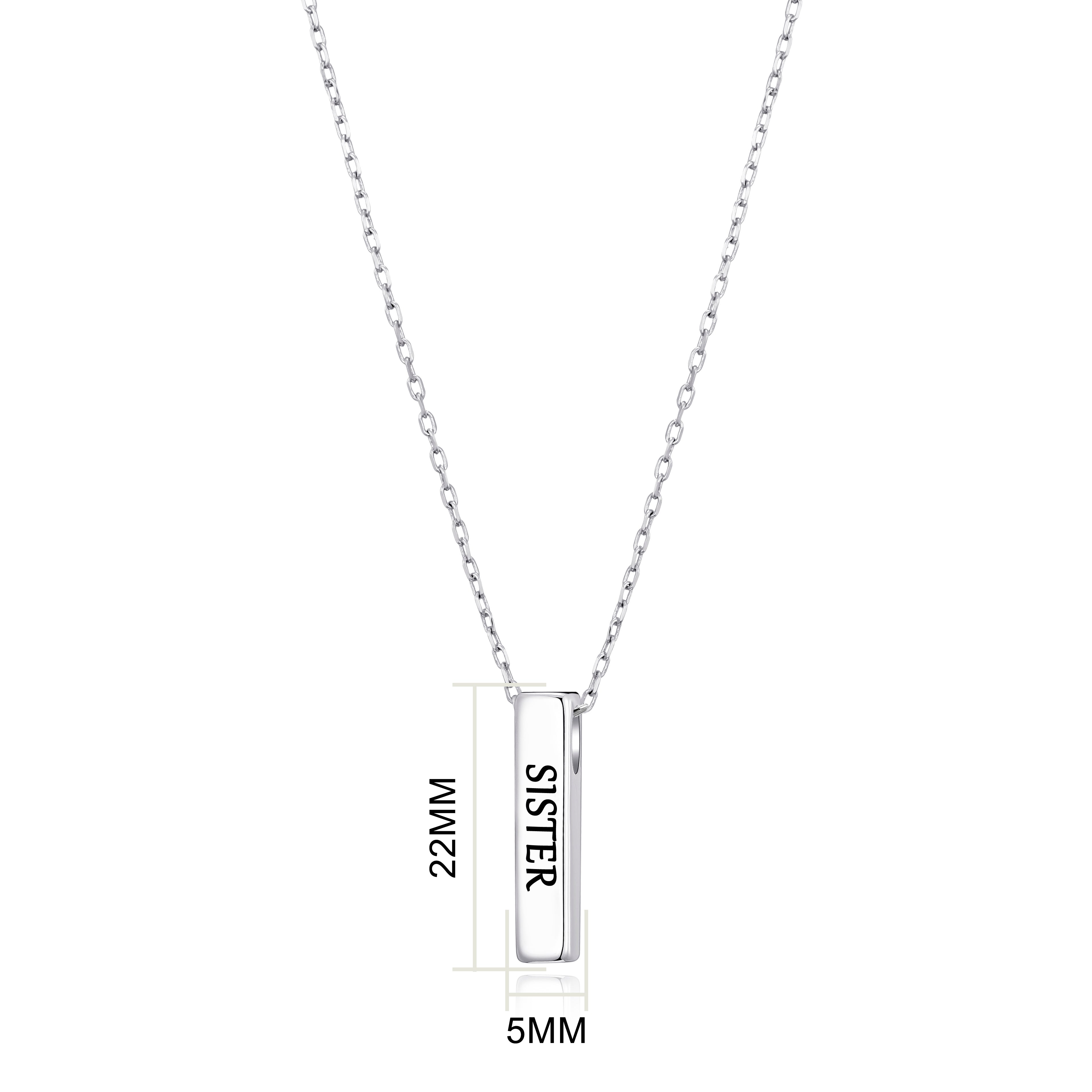 Silver Plated Sister Bar Necklace