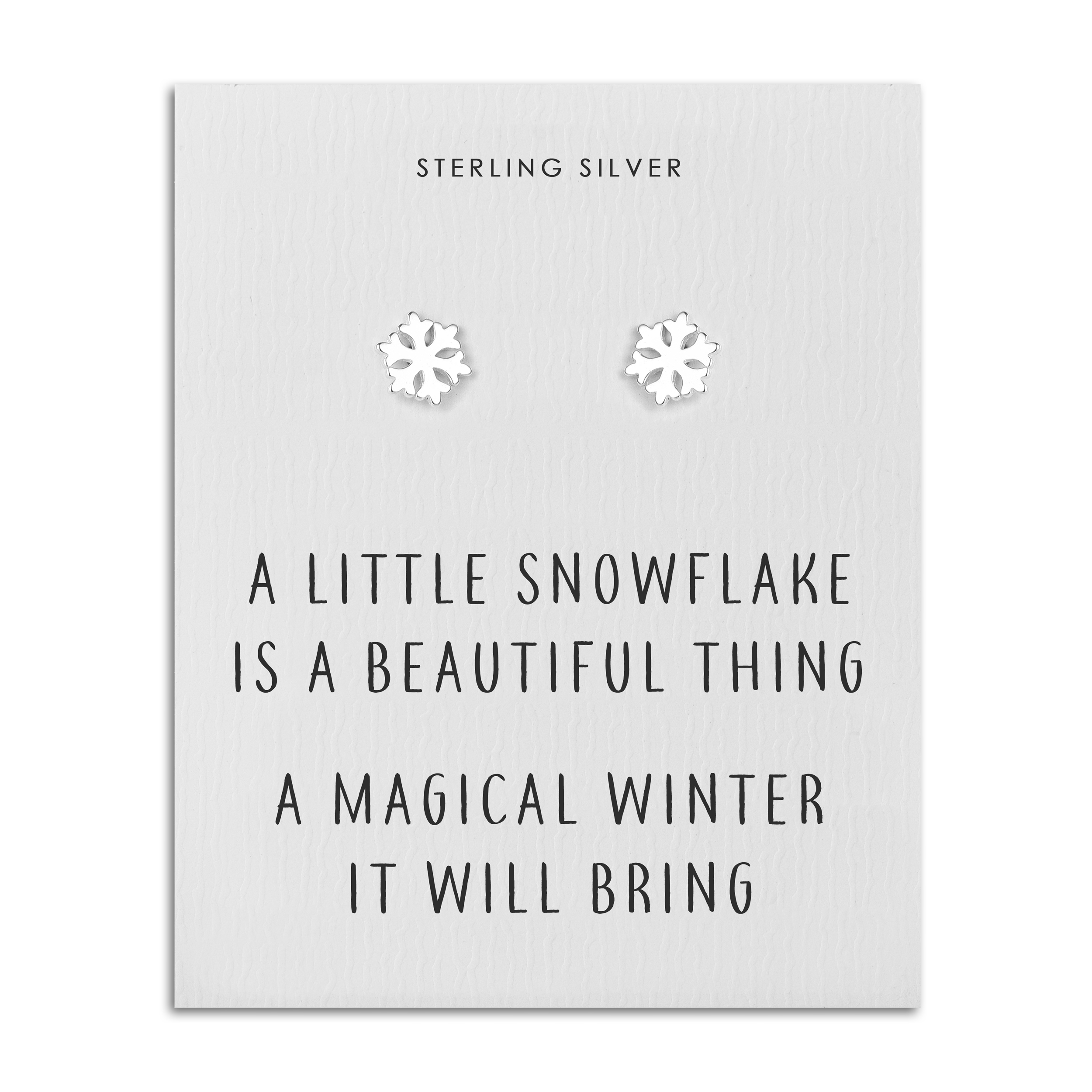 Sterling Silver Snowflake Quote Earrings by Philip Jones Jewellery