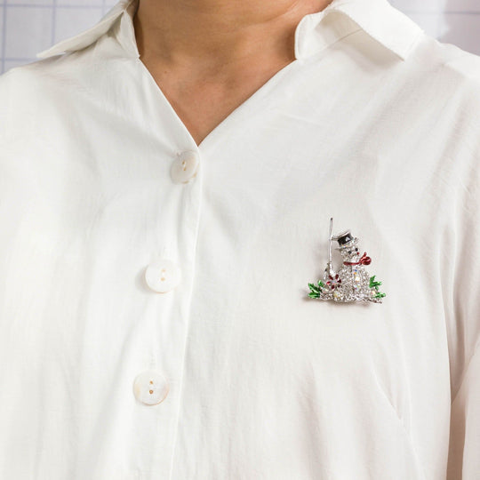 Snowman Christmas Brooch - Philip Jones Jewellery