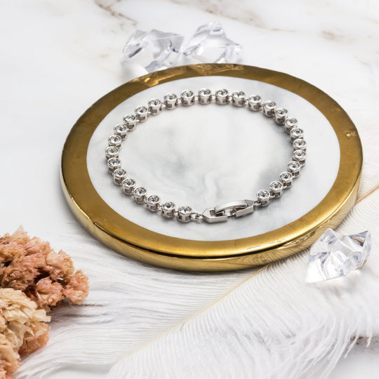 Solitaire Bracelet Created with Zircondia® Crystals - Philip Jones Jewellery
