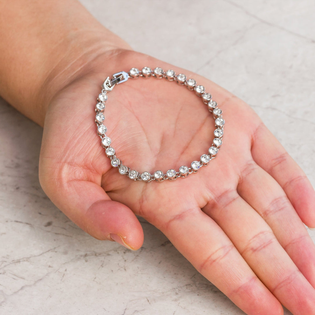 Solitaire Bracelet Created with Zircondia® Crystals - Philip Jones Jewellery