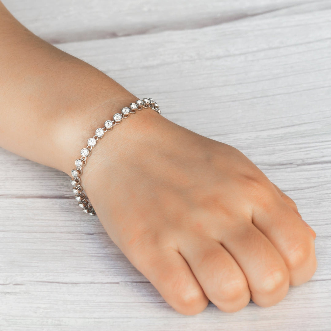Solitaire Bracelet Created with Zircondia® Crystals - Philip Jones Jewellery