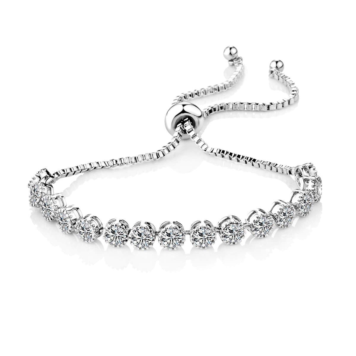 Philip Jones Silver Bracelets for Women Collection 6 solitaire crystal friendship bracelet with zircondia crystals 310366