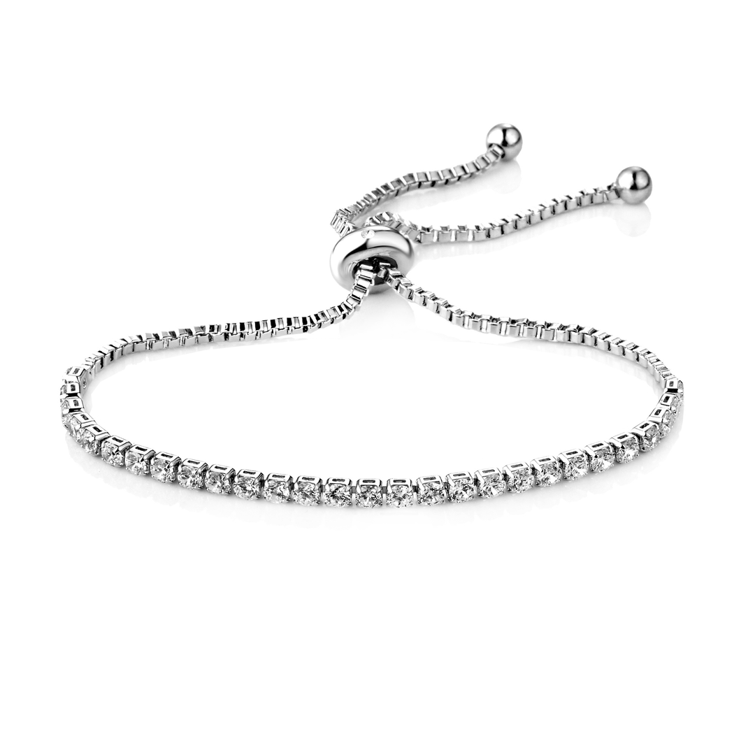 Solitaire Friendship Bracelet Created with Zircondia® Crystals - Philip Jones Jewellery