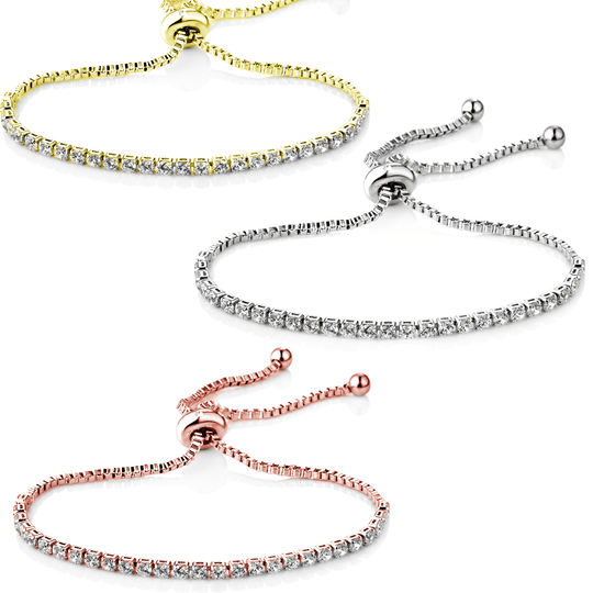 Solitaire Friendship Bracelet Created with Zircondia® Crystals - Philip Jones Jewellery
