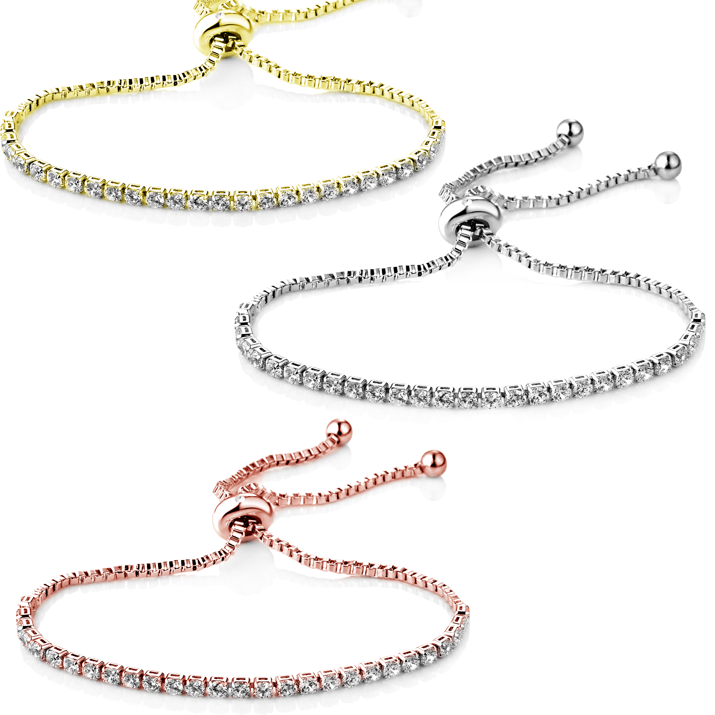 Solitaire Friendship Bracelet Created with Zircondia® Crystals by Philip Jones Jewellery