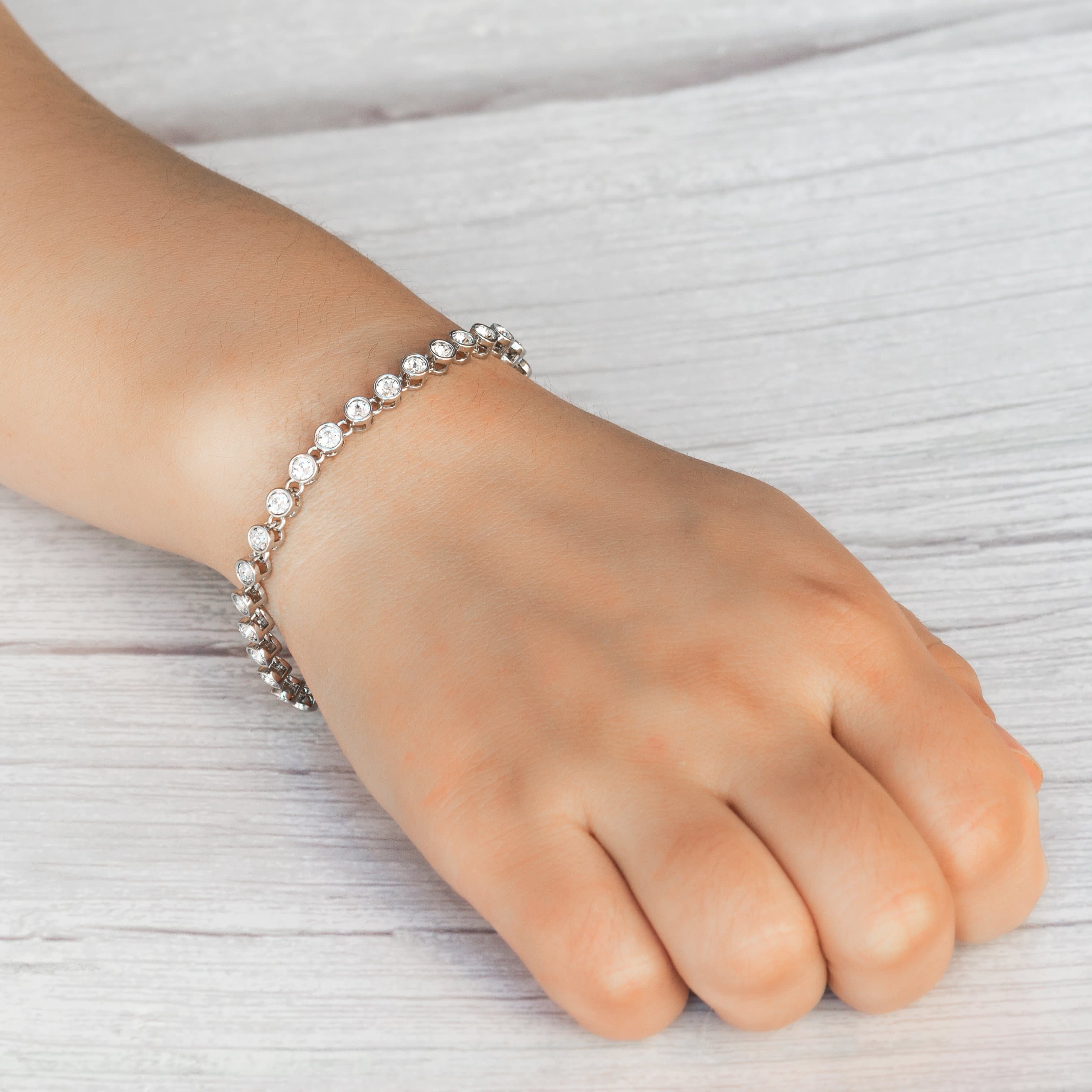 Solitaire Bracelet Created with Zircondia® Crystals