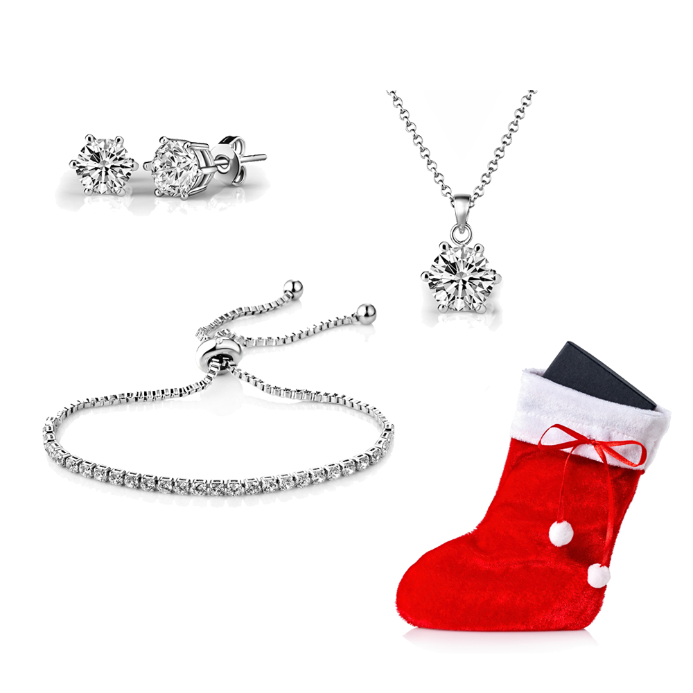 Silver Plated Christmas Gift Set Created with Zircondia® Crystals