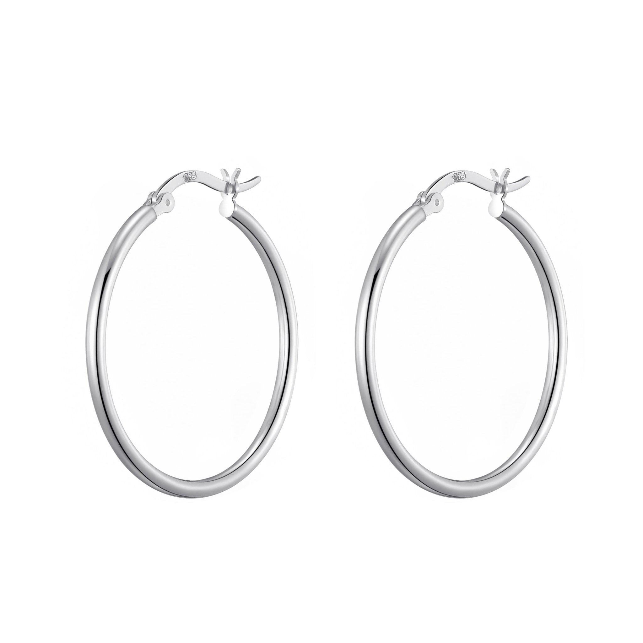 Sterling Silver 30mm Hoop Earrings - Philip Jones Jewellery