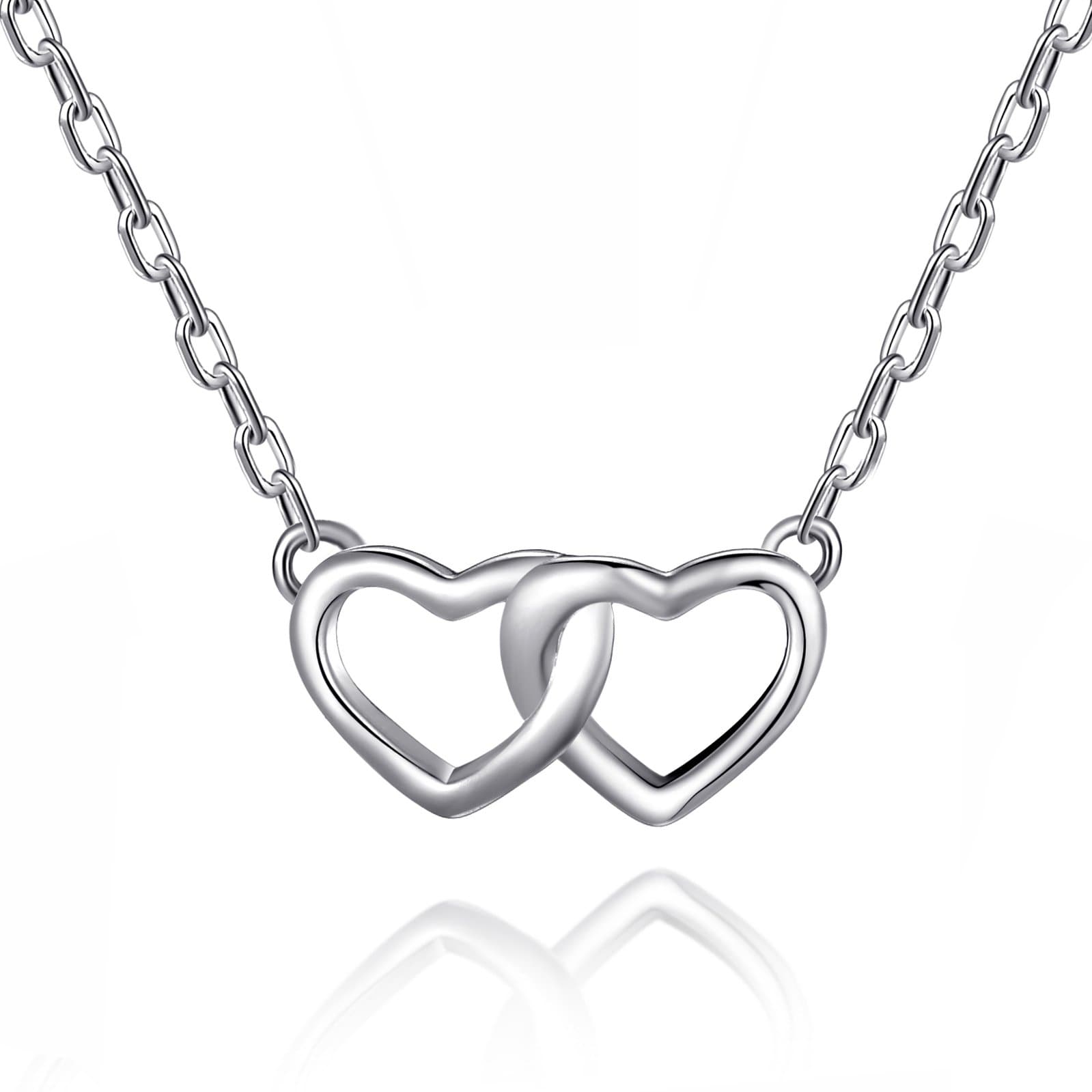 Sterling Silver Auntie Quote Heart Link Necklace - Philip Jones Jewellery