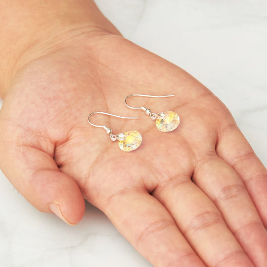 Sterling Silver Aurora Borealis Earrings Created with Zircondia® Crystals - Philip Jones Jewellery