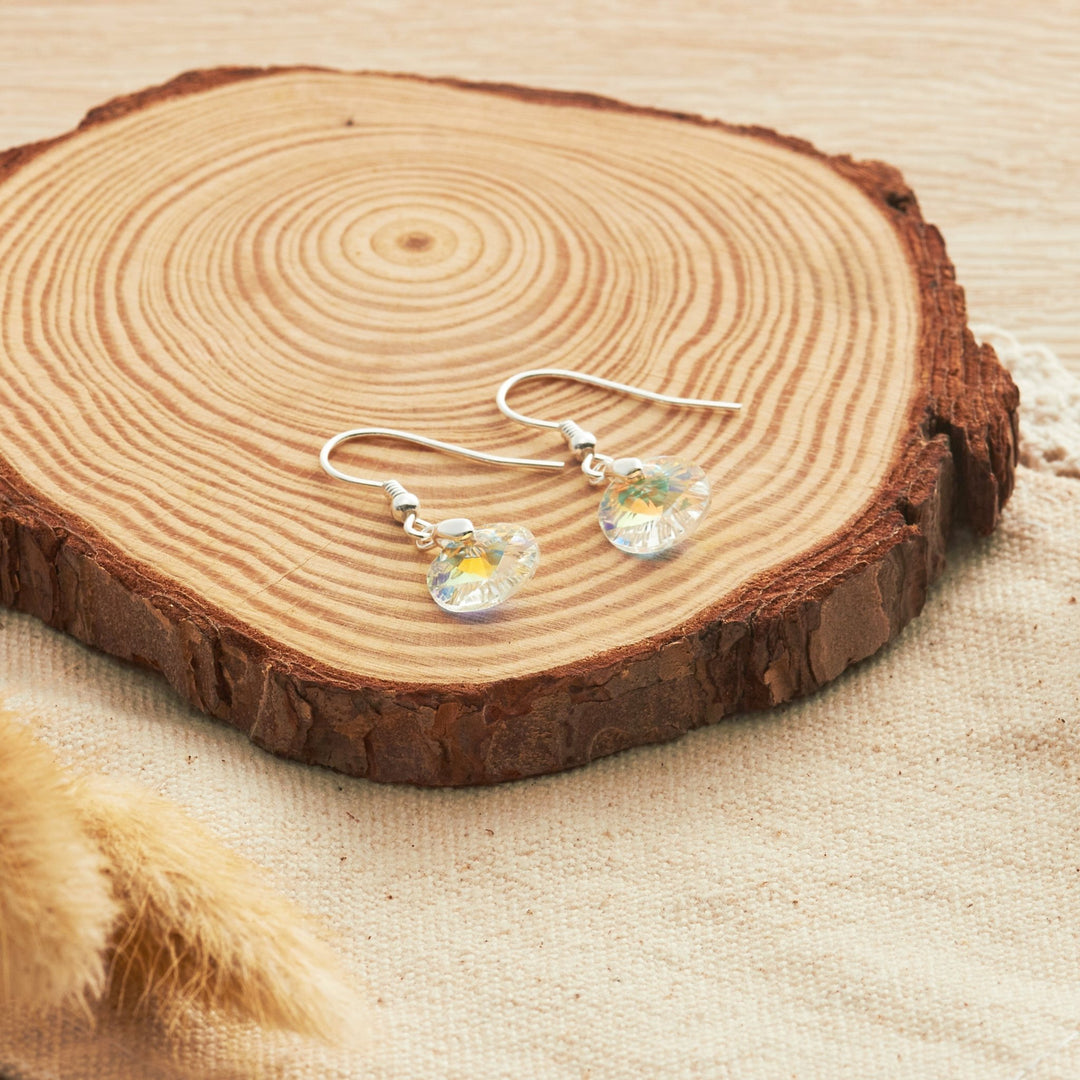 Sterling Silver Aurora Borealis Earrings Created with Zircondia® Crystals - Philip Jones Jewellery