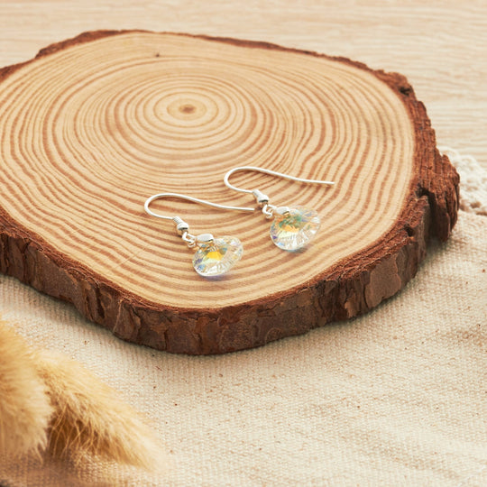 Sterling Silver Aurora Borealis Earrings Created with Zircondia® Crystals - Philip Jones Jewellery