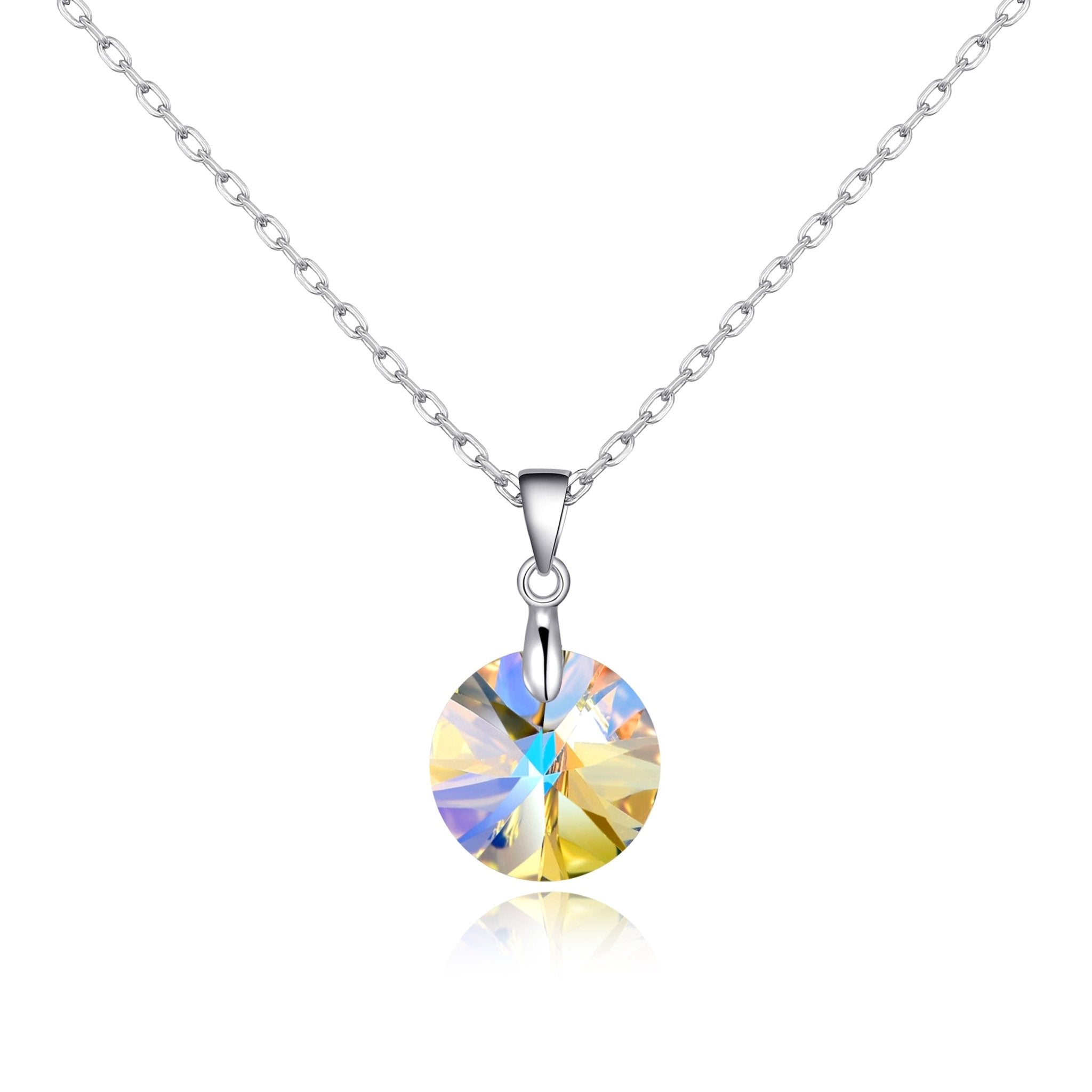 Sterling Silver Aurora Borealis Necklace Created with Zircondia® Crystals - Philip Jones Jewellery