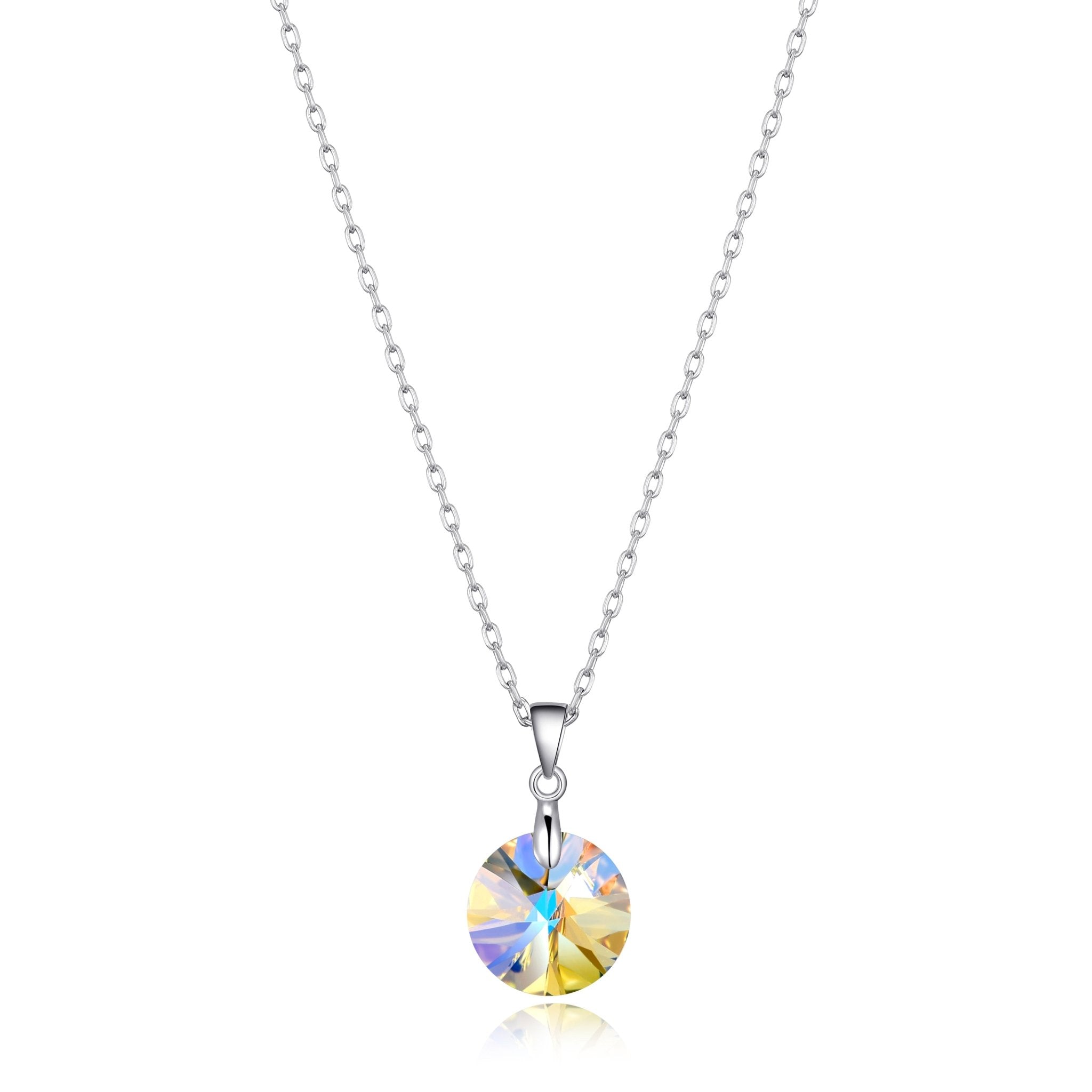 Sterling Silver Aurora Borealis Necklace Created with Zircondia® Crystals - Philip Jones Jewellery