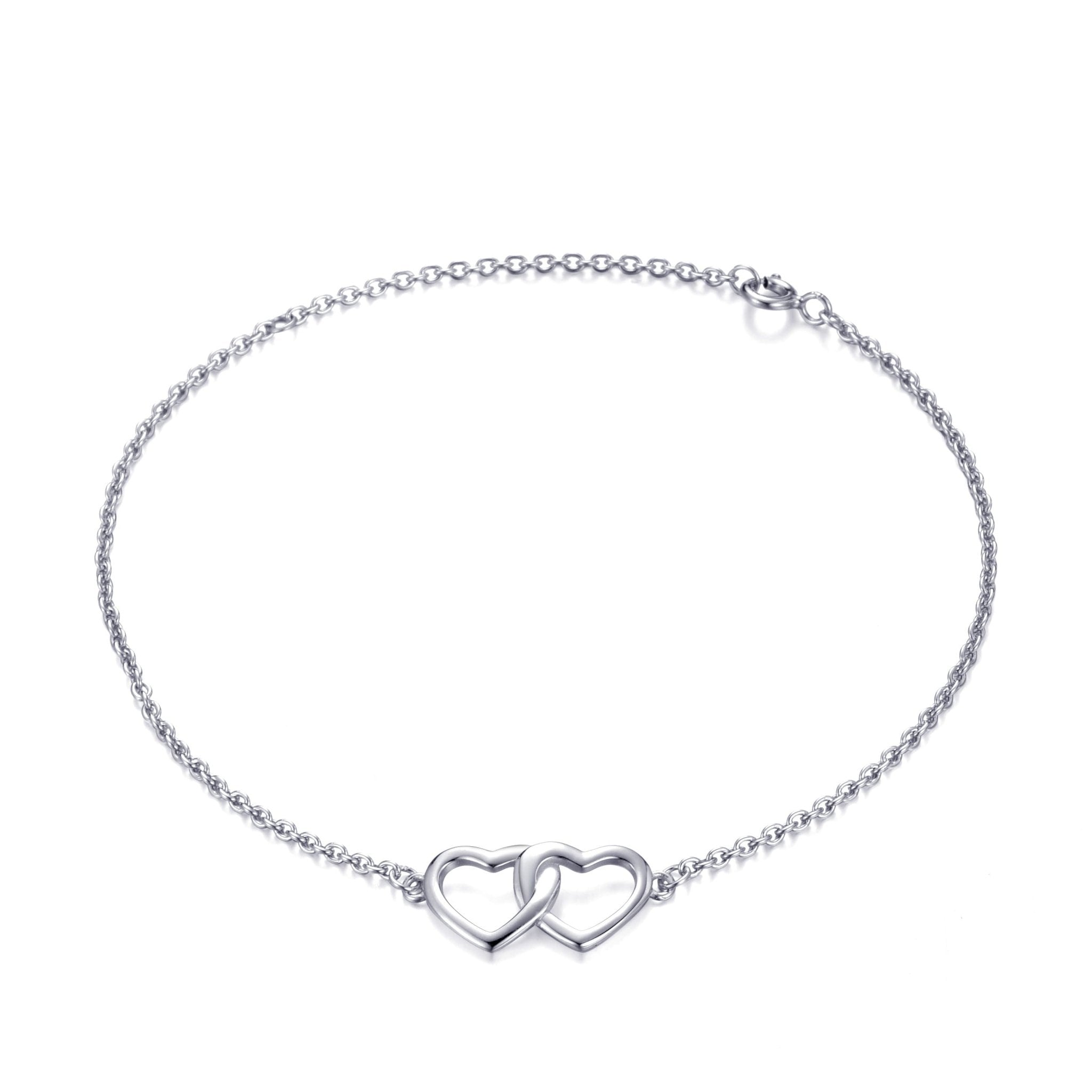 Sterling Silver Birthday Heart Link Bracelet - Philip Jones Jewellery