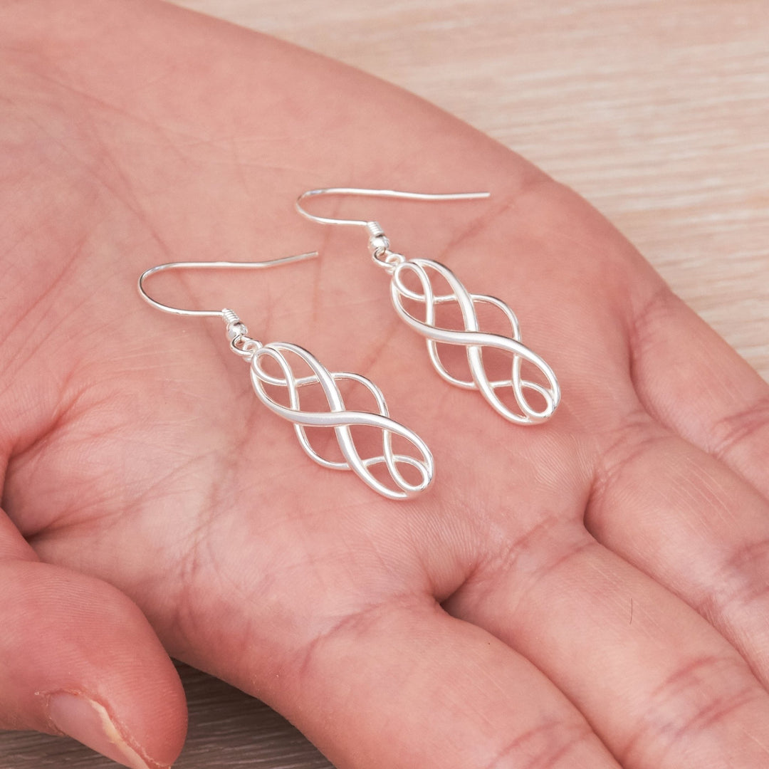 Sterling Silver Celtic Drop Earrings - Philip Jones Jewellery