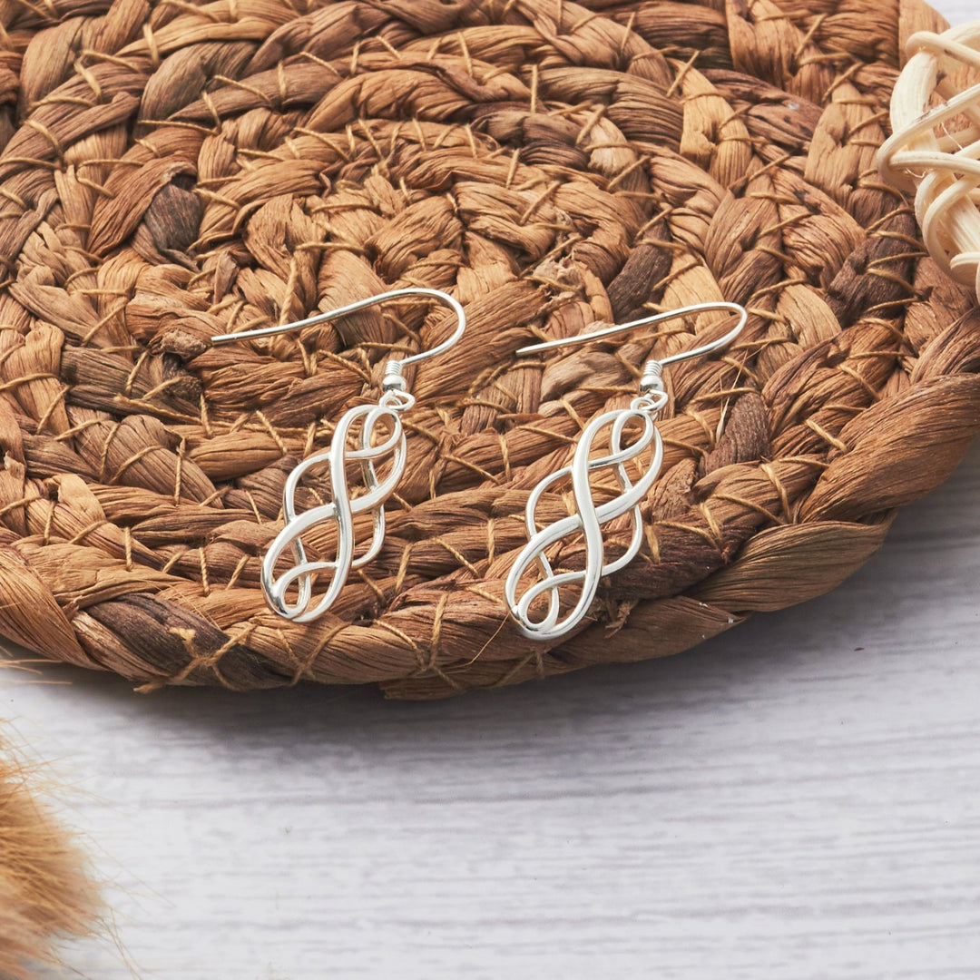 Sterling Silver Celtic Drop Earrings - Philip Jones Jewellery