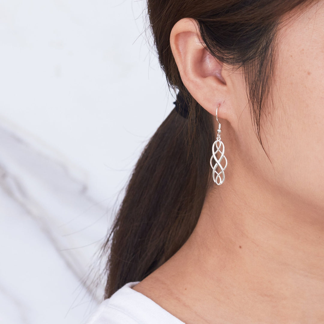 Sterling Silver Celtic Drop Earrings - Philip Jones Jewellery