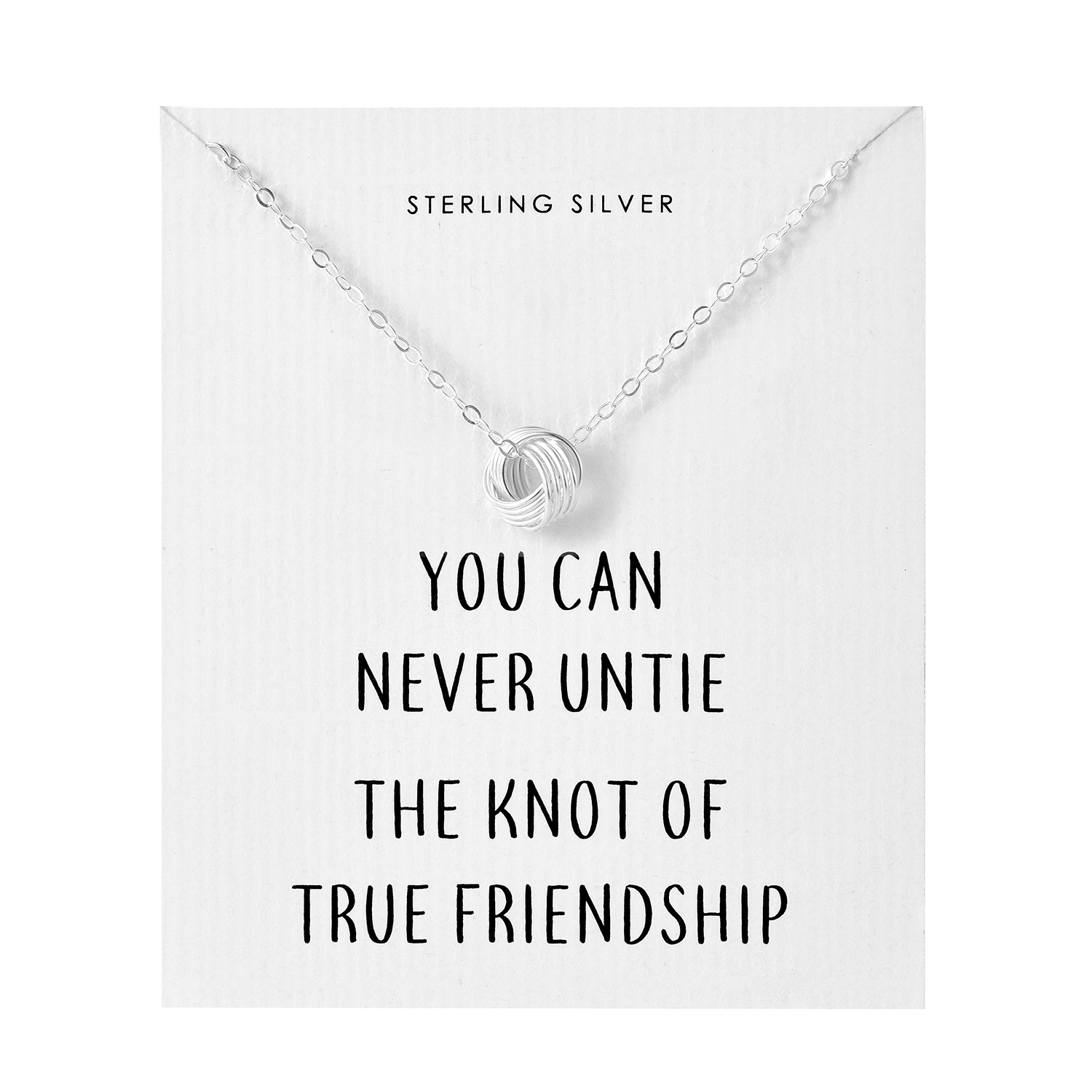 Sterling Silver Friendship Quote Knot Necklace by Philip Jones Jewellery