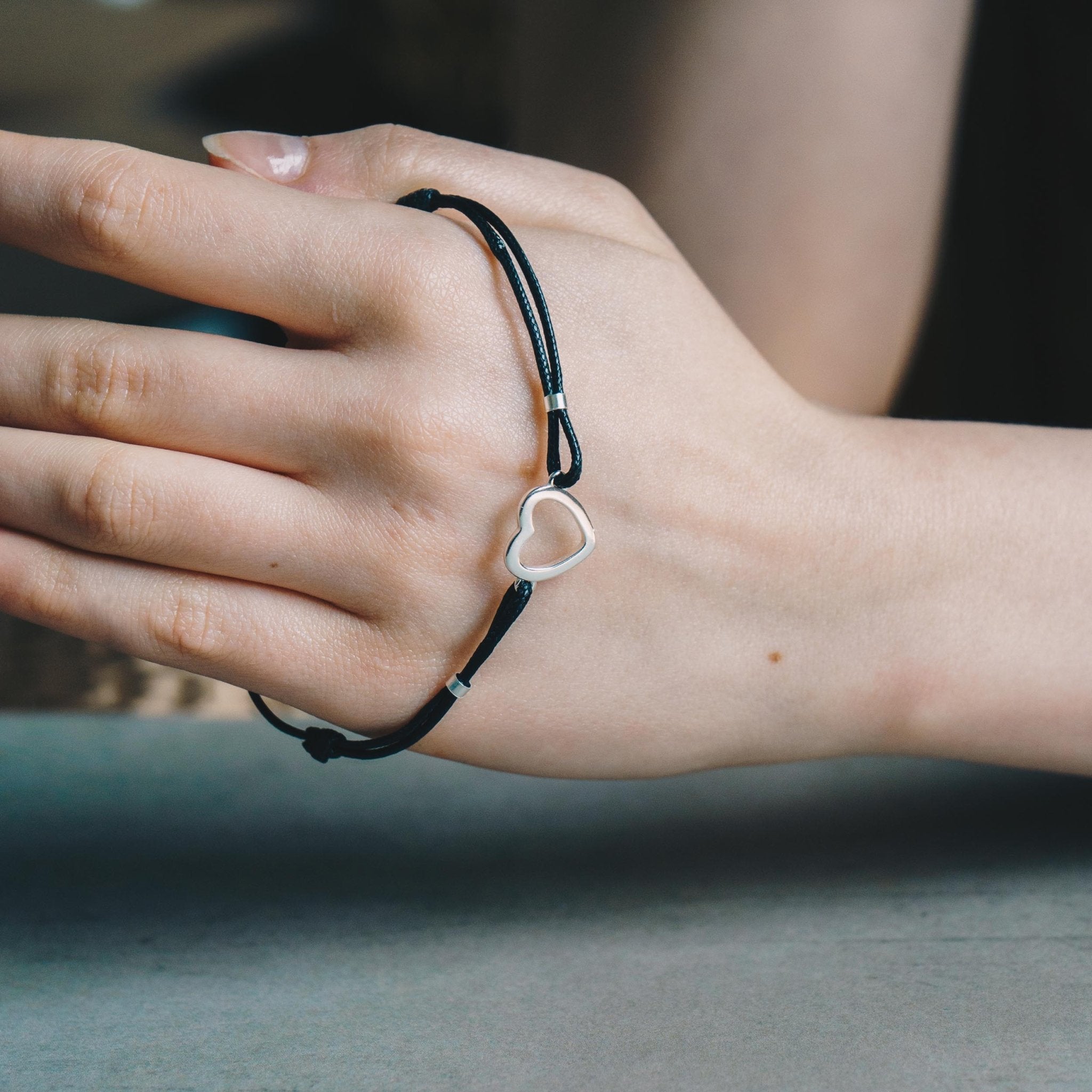 Sterling Silver Friendship Quote Corded Heart Bracelet - Philip Jones Jewellery