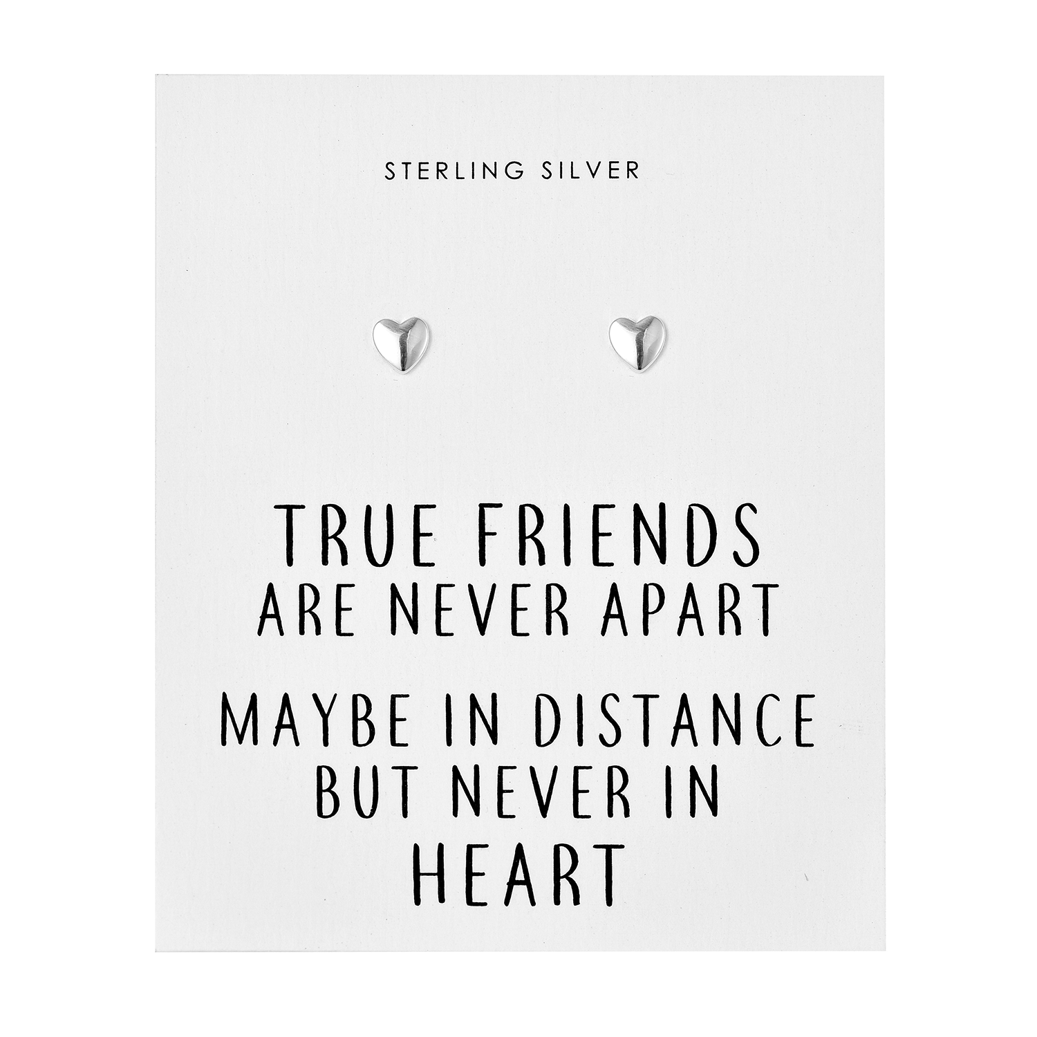 Sterling Silver Friendship Quote Heart Earrings by Philip Jones Jewellery