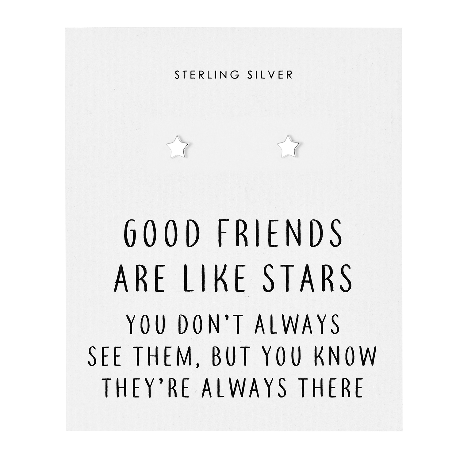 Sterling Silver Friendship Quote Star Earrings by Philip Jones Jewellery