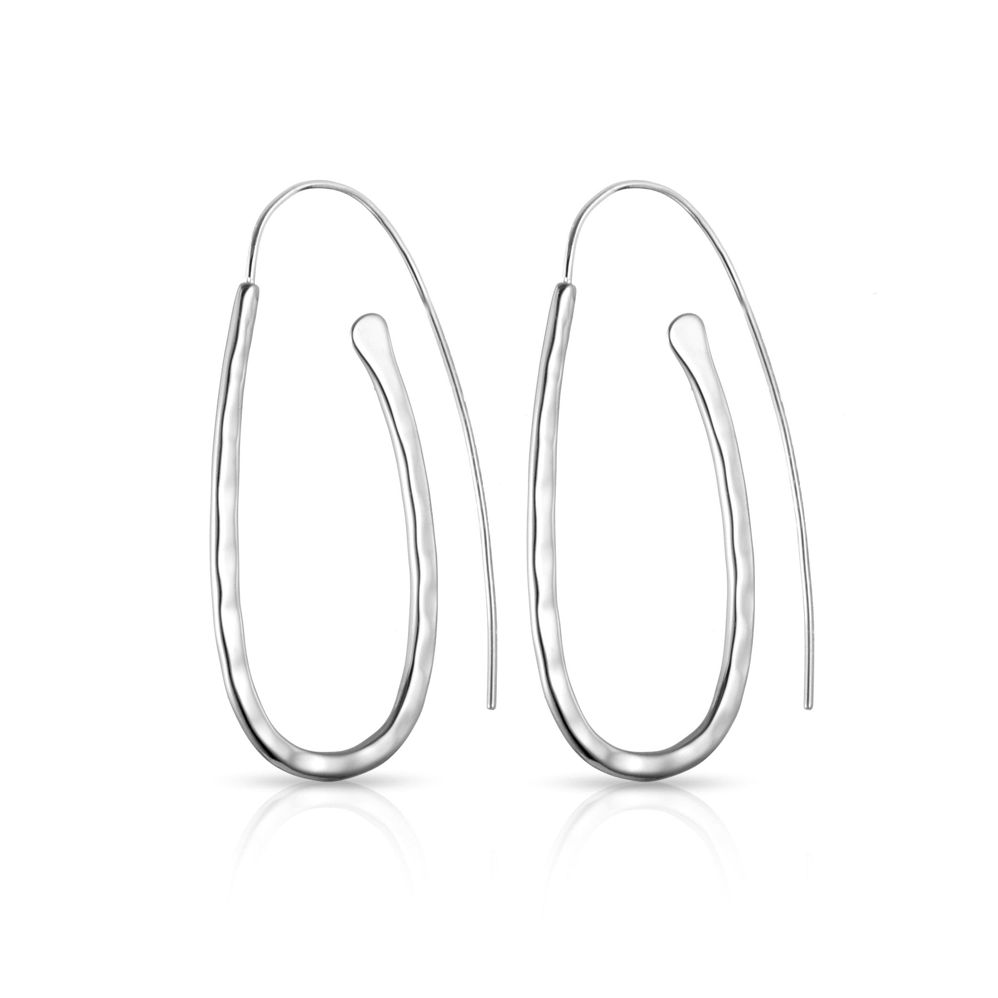 Sterling Silver Hammered Hoop Earrings - Philip Jones Jewellery