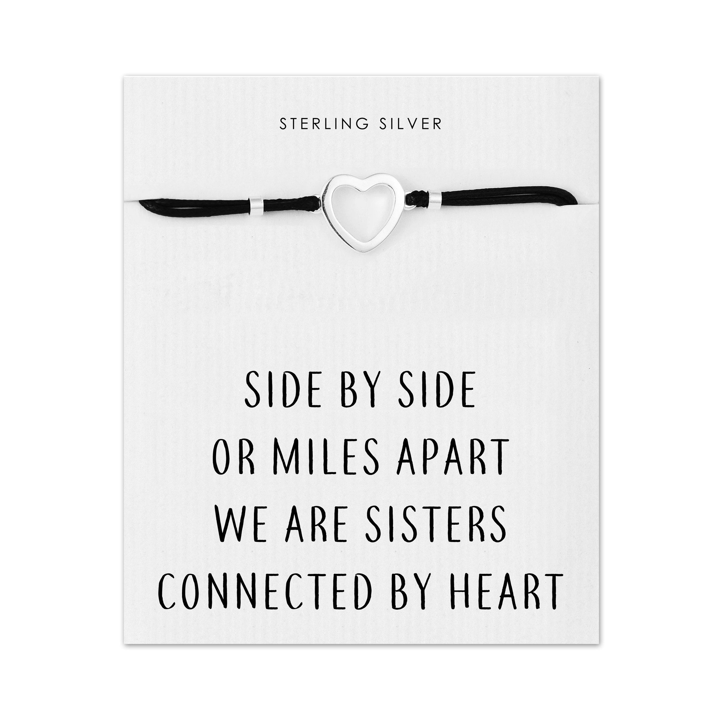 Sterling Silver Sister Heart Bracelet with Quote Card by Philip Jones Jewellery