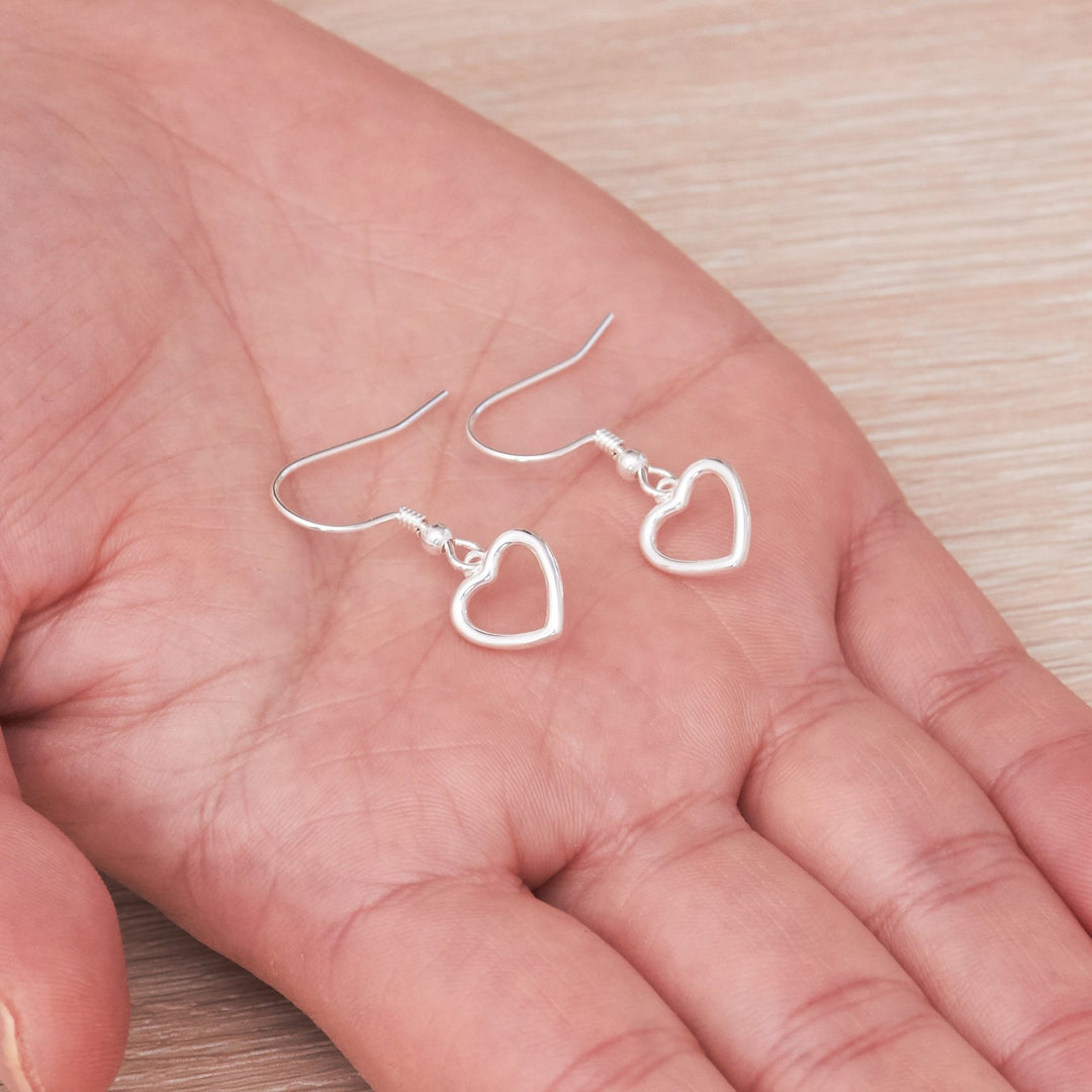 Sterling Silver Heart Drop Earrings - Philip Jones Jewellery