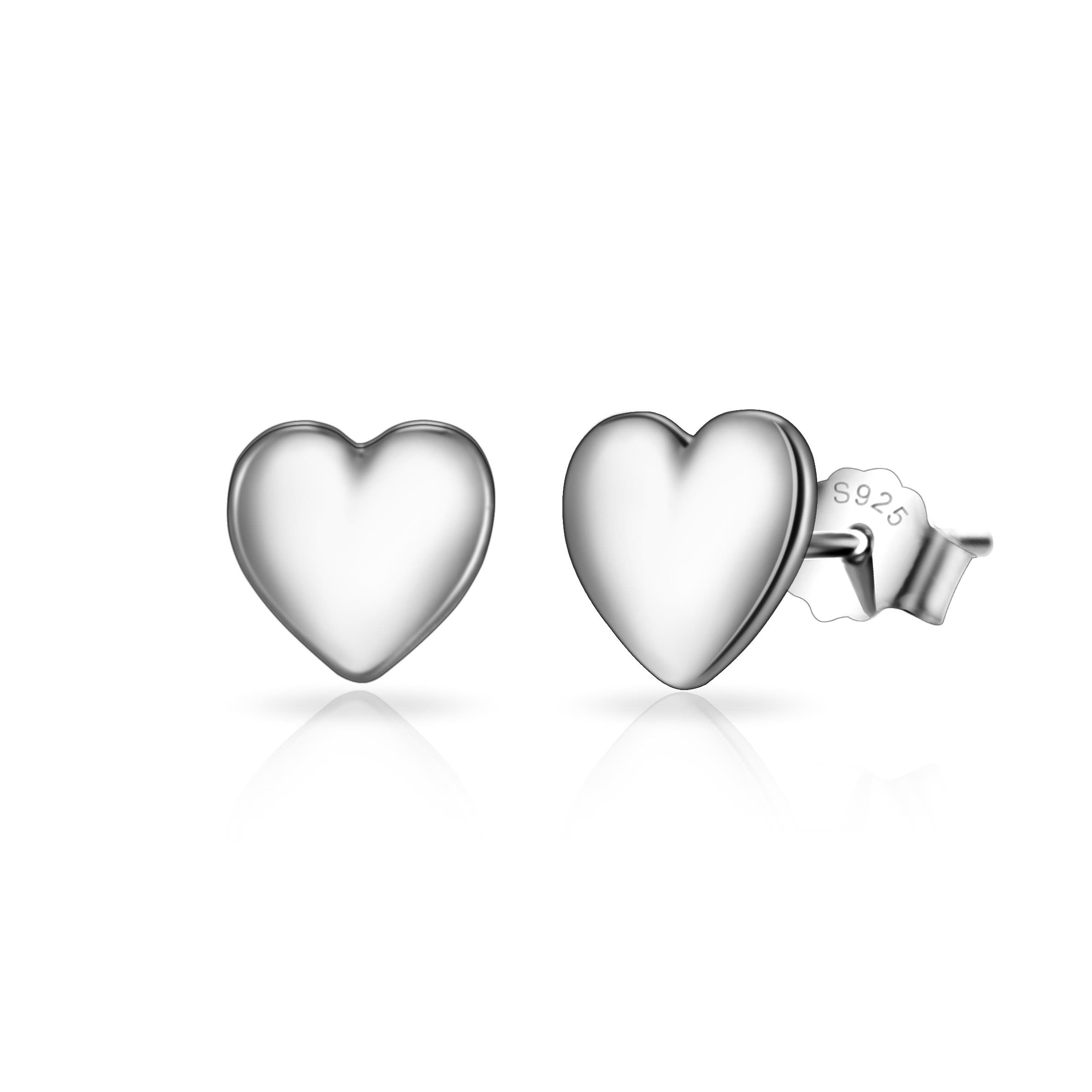 Sterling Silver Rounded Heart Earrings by Philip Jones Jewellery