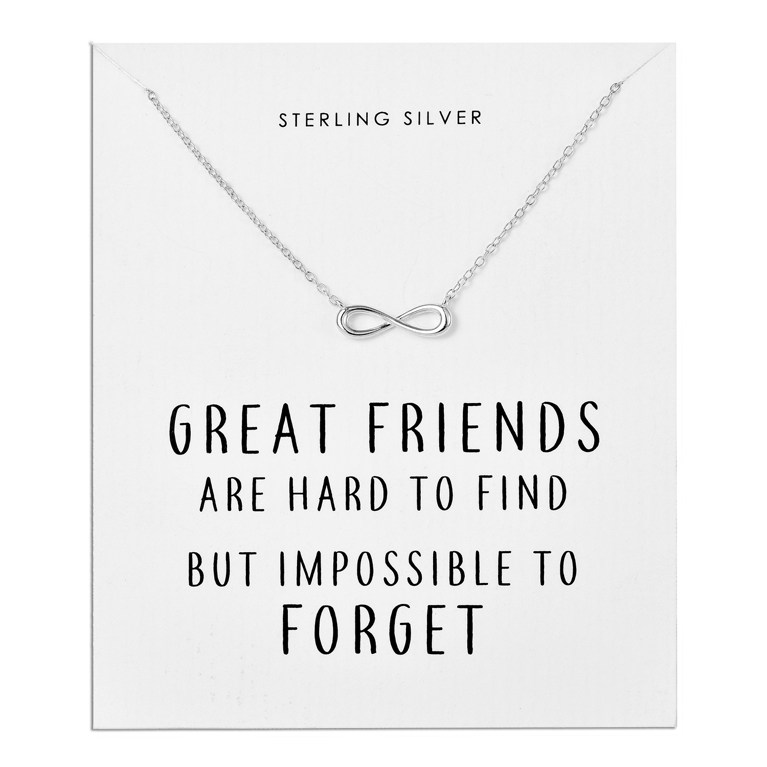 Sterling Silver Infinity Friendship Quote Necklace by Philip Jones Jewellery